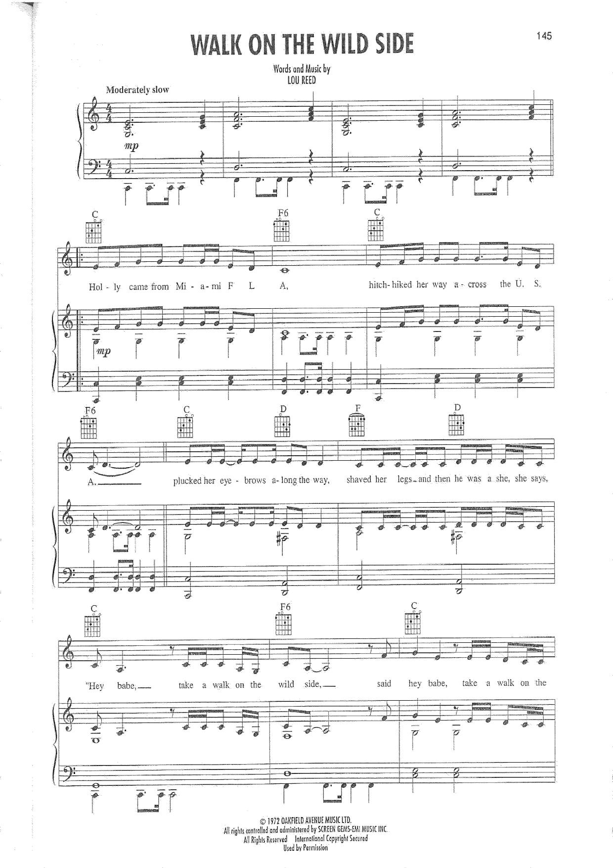 Lou ReedWalk On The Wild Side Sheet Music pdf, Free Score Download ★