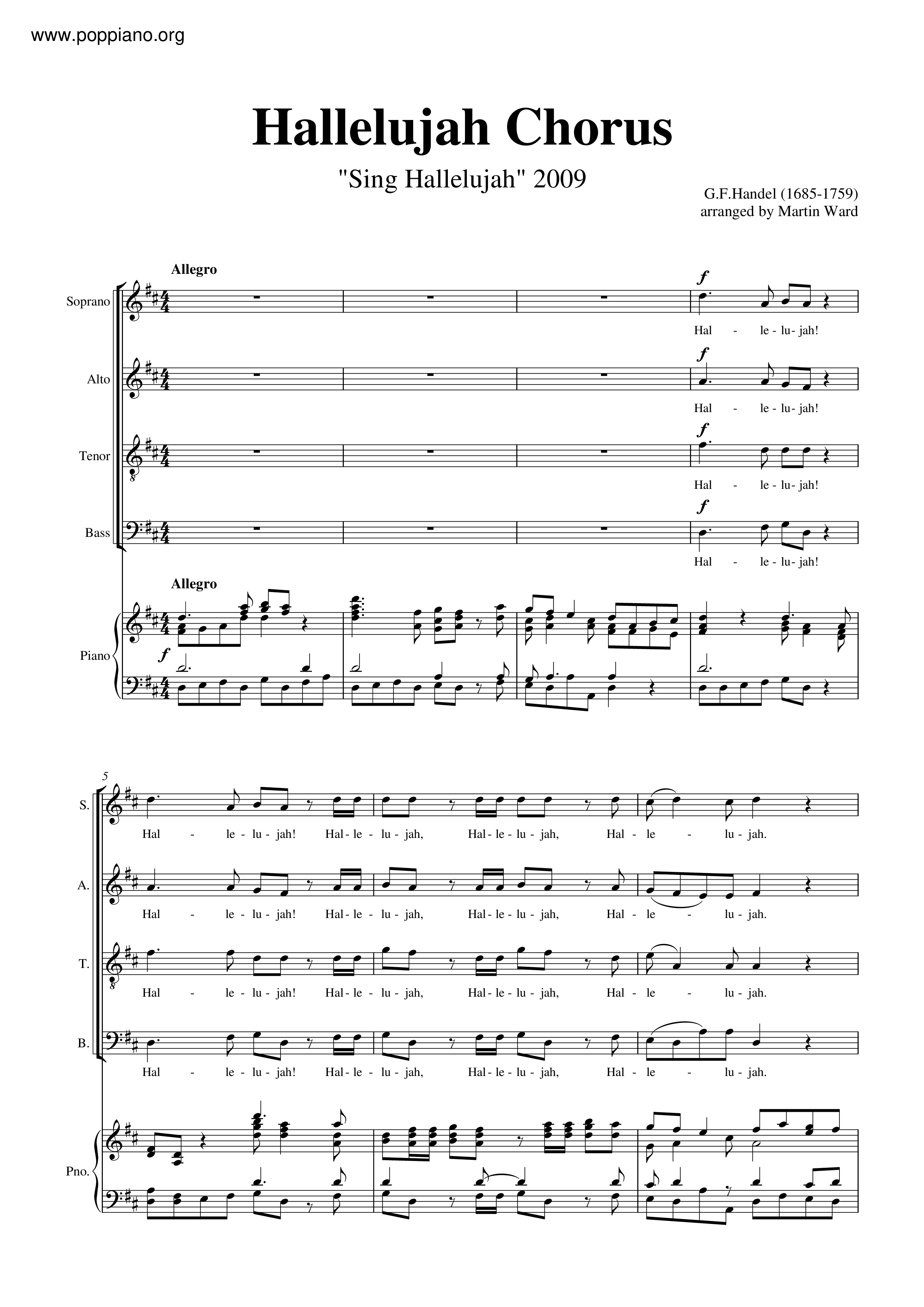 Hymn hallelujah chorus sheet music pdf free score download 
