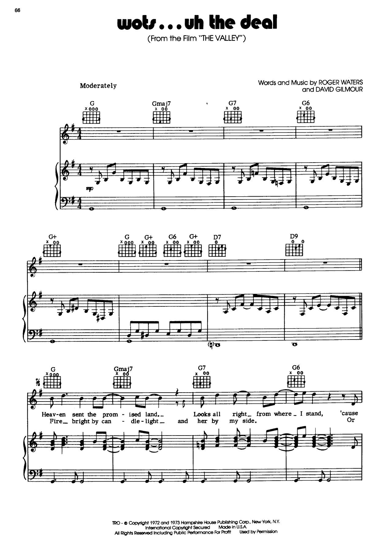 Pink FloydWot's...Uh the Deal Sheet Music pdf, Free Score Download ★