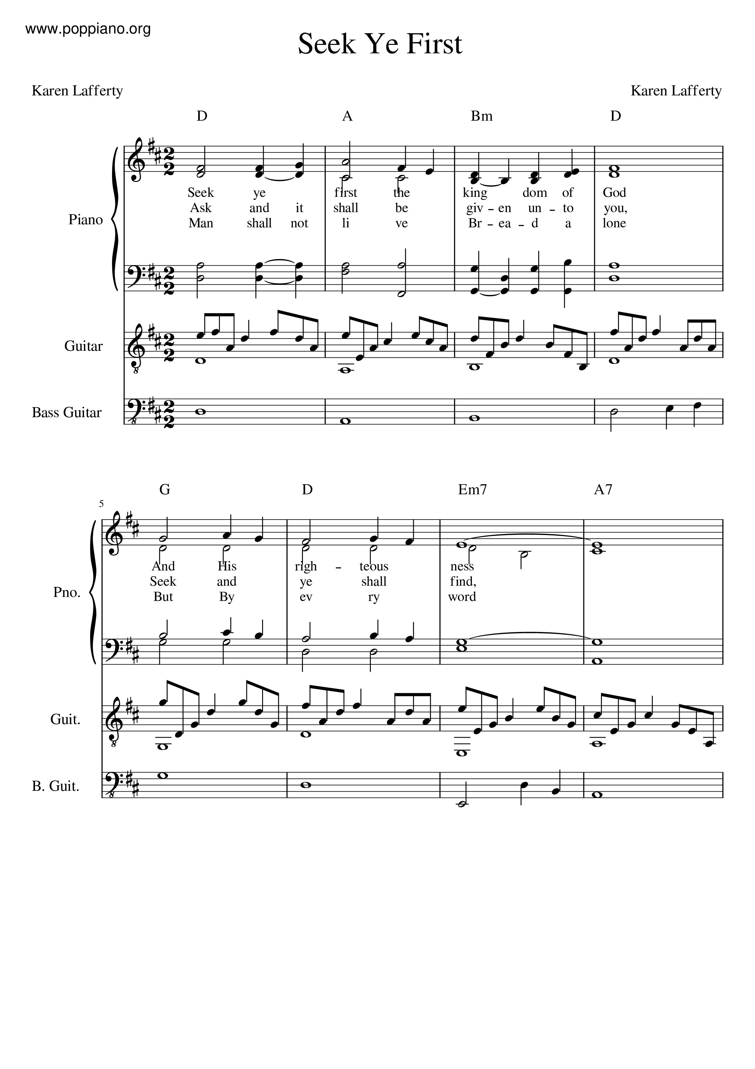 Seek Ye First琴譜
