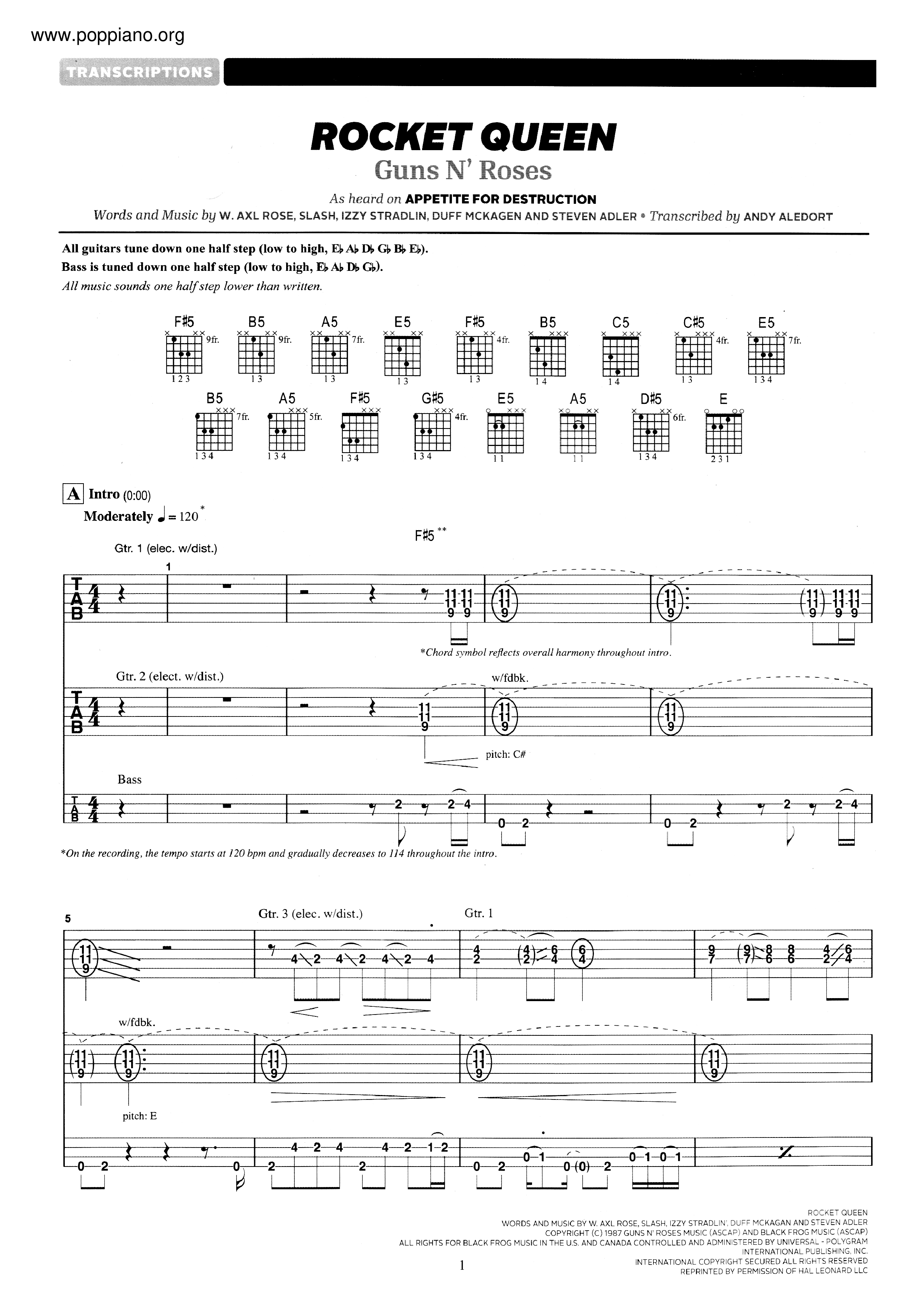 Guns N' RosesRocket Queen Sheet Music pdf, Free Score Download ★ Guns N' RosesRocket Queen Sheet Music pdf, Free Score Download ★