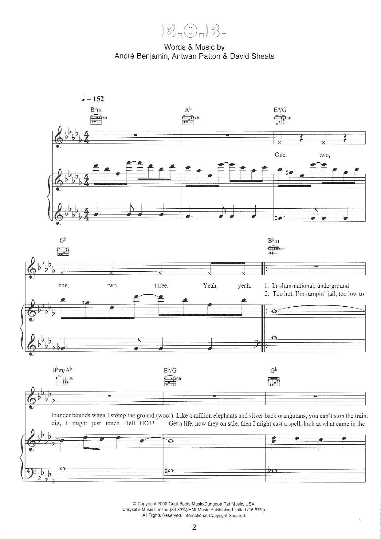OutkastB.o.b. Bombs Over Baghdad Sheet Music pdf, Free Score