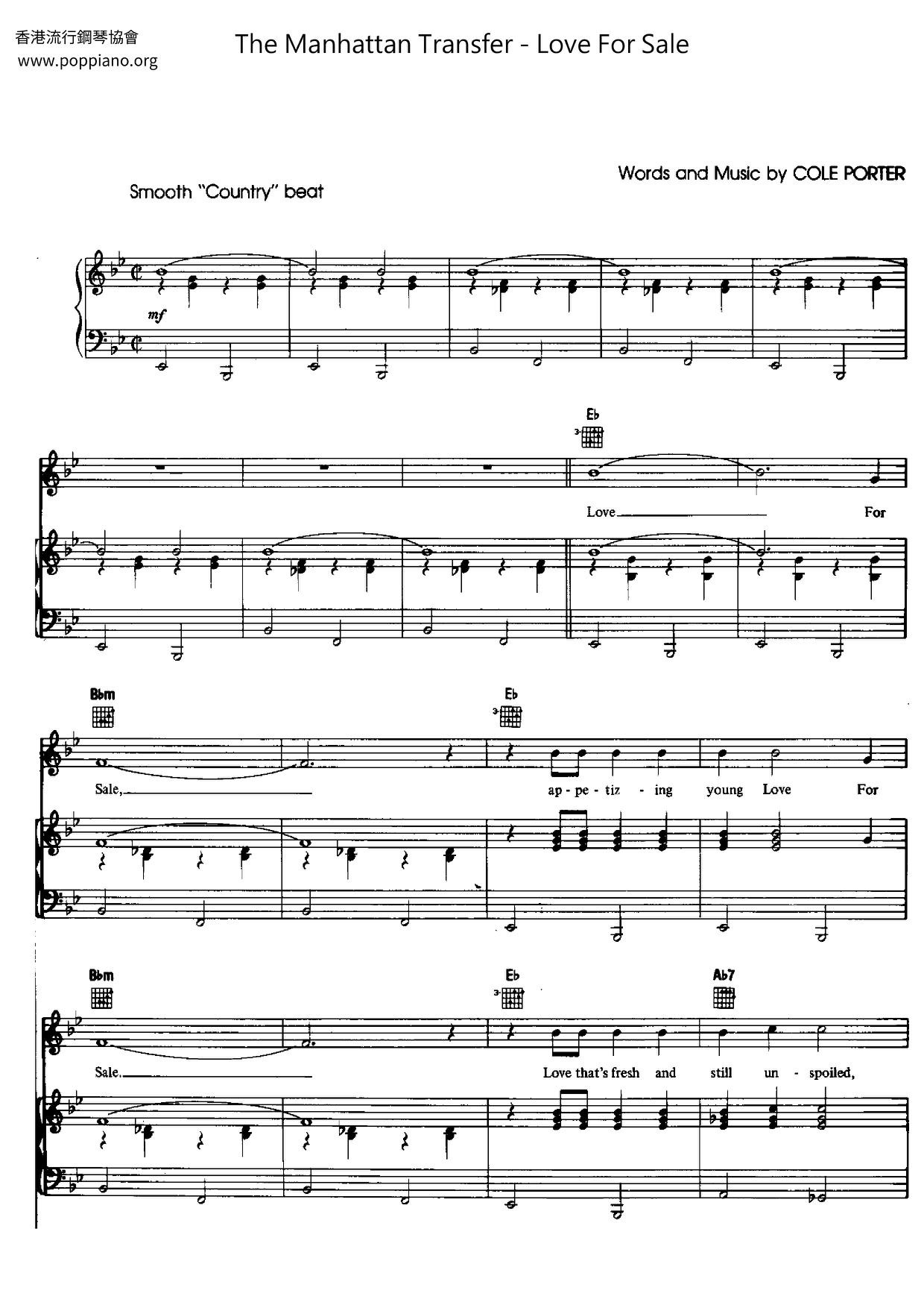 The Manhattan Transfer Love For Sale Sheet Music Pdf Free Score Download