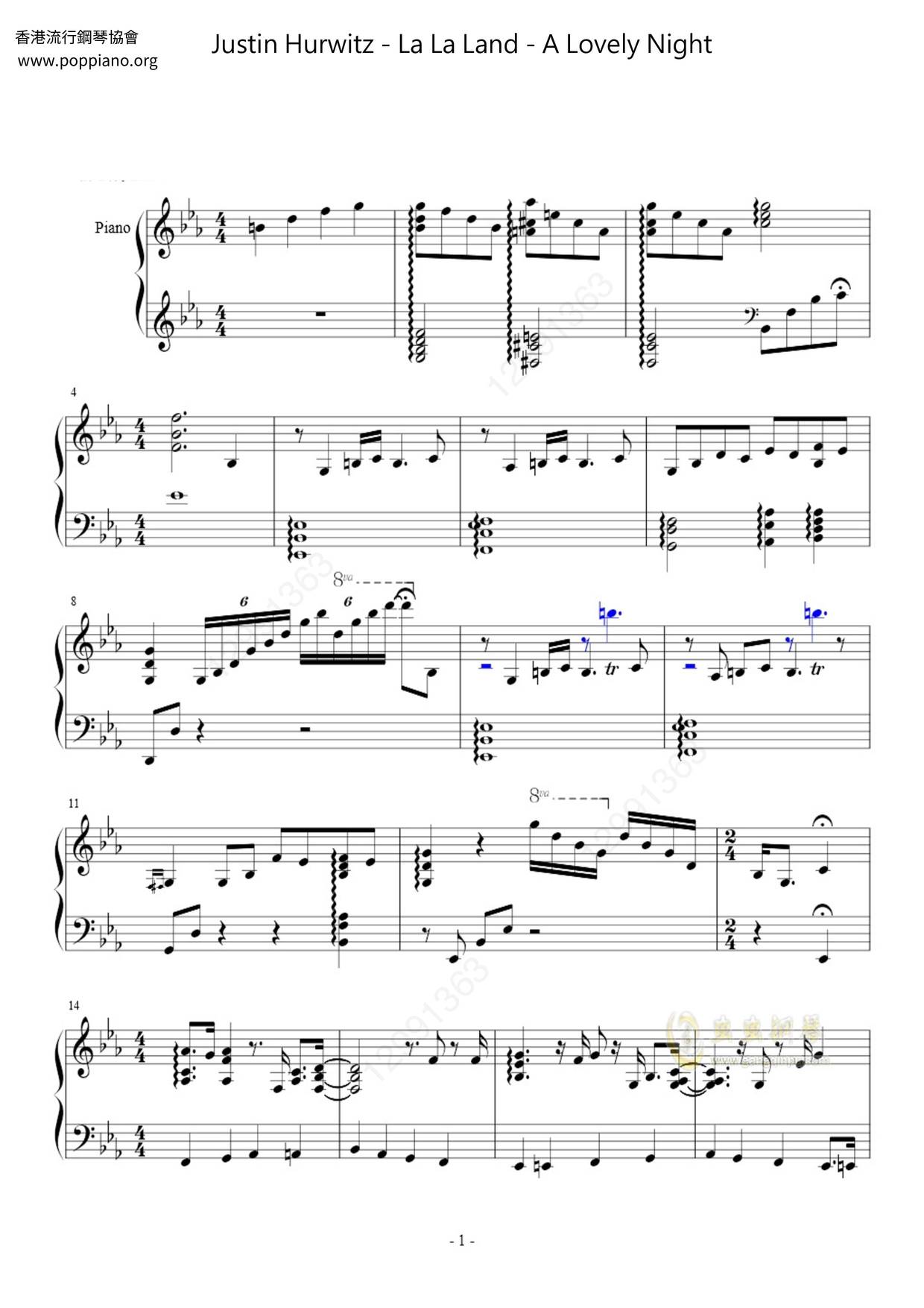 La La Land - A Lovely Night琴譜