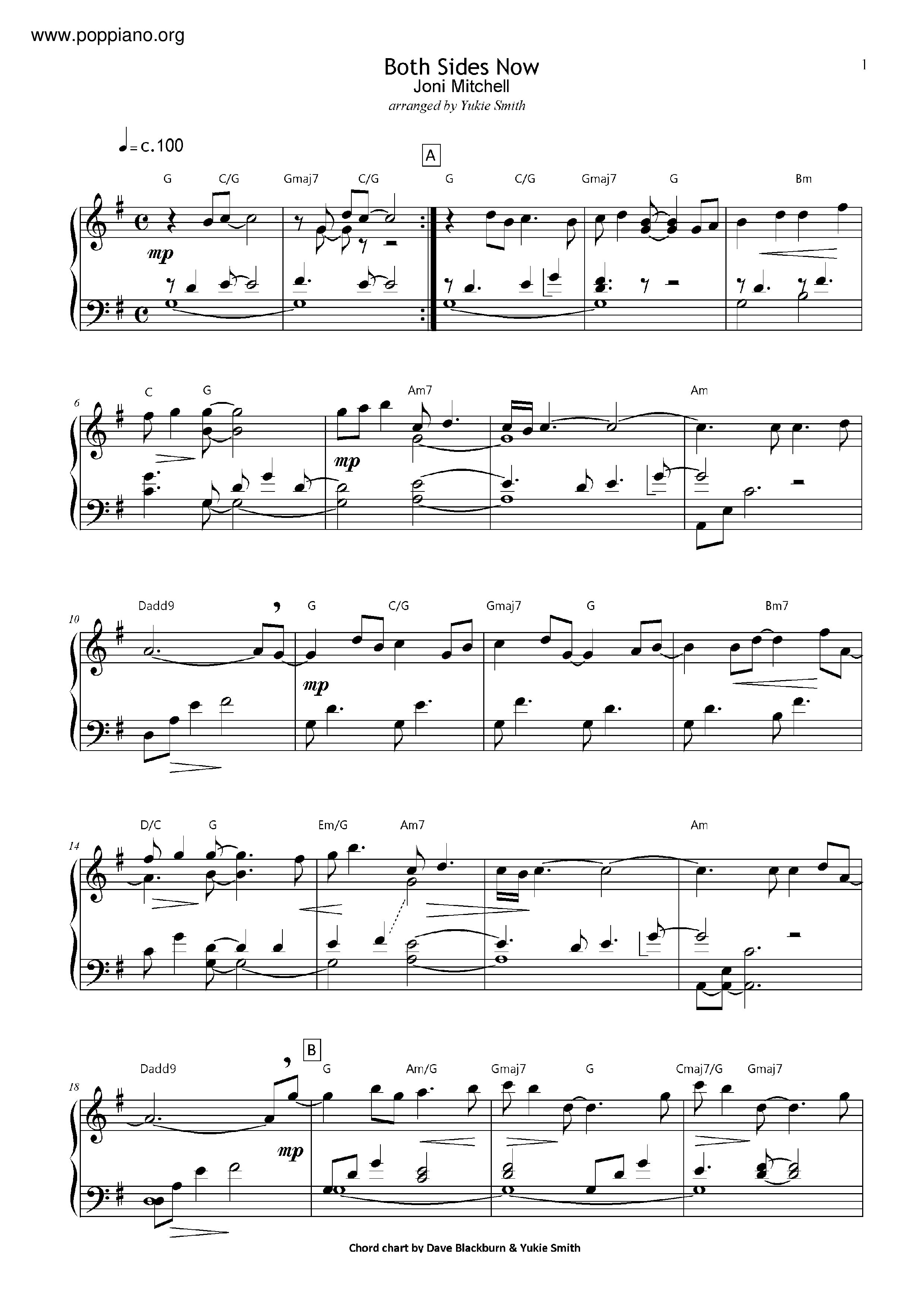 Joni Mitchell Both Sides Now Sheet Music Pdf Free Score Download ★