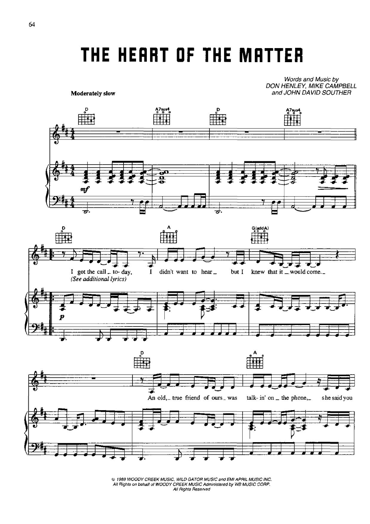 Don Henley Heart Of The Matter Original Video Don Henley-The Heart Of The Matter Sheet Music pdf, - Free Score Download ★