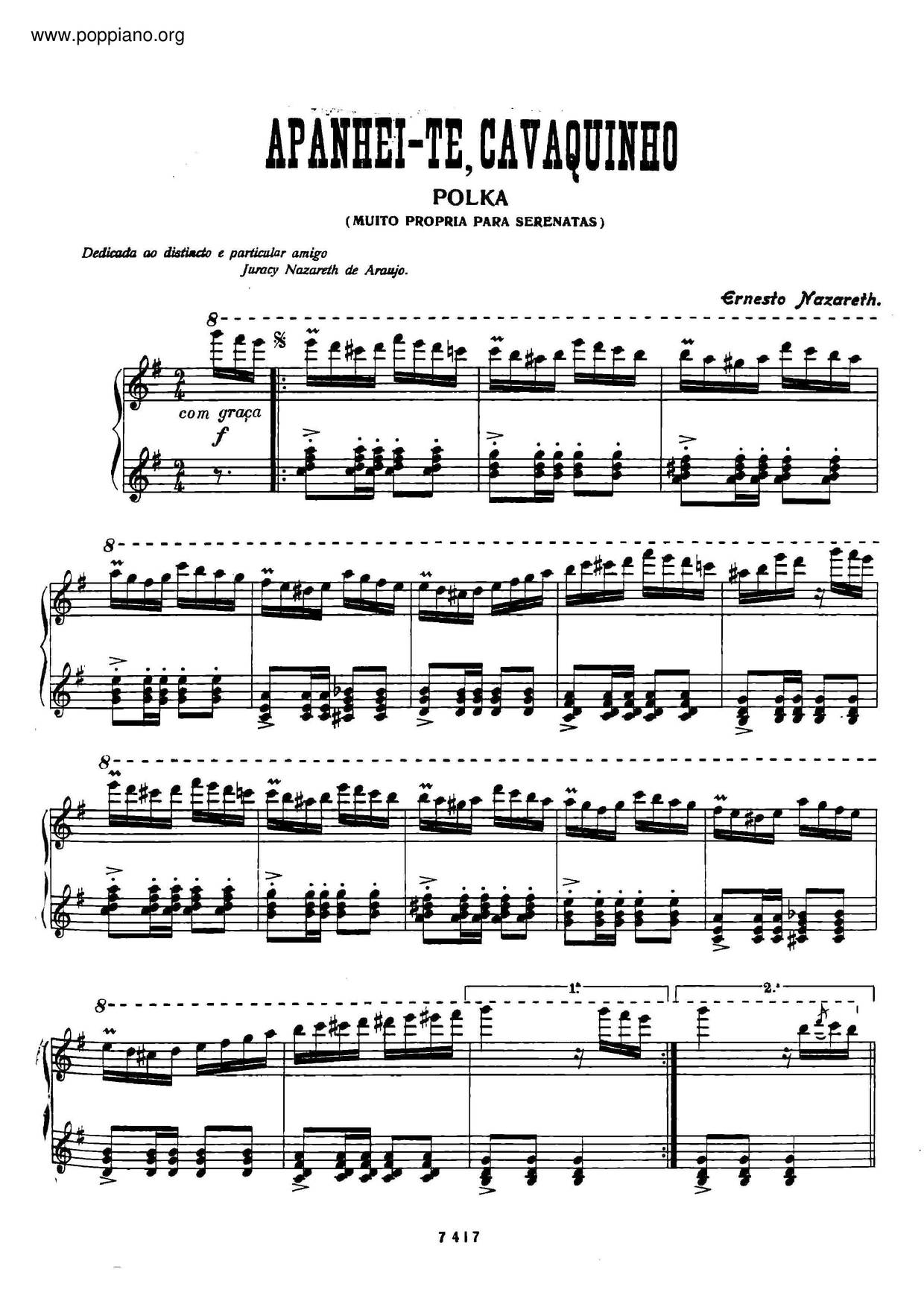 Apanhei-Te, Cavaquinho琴譜