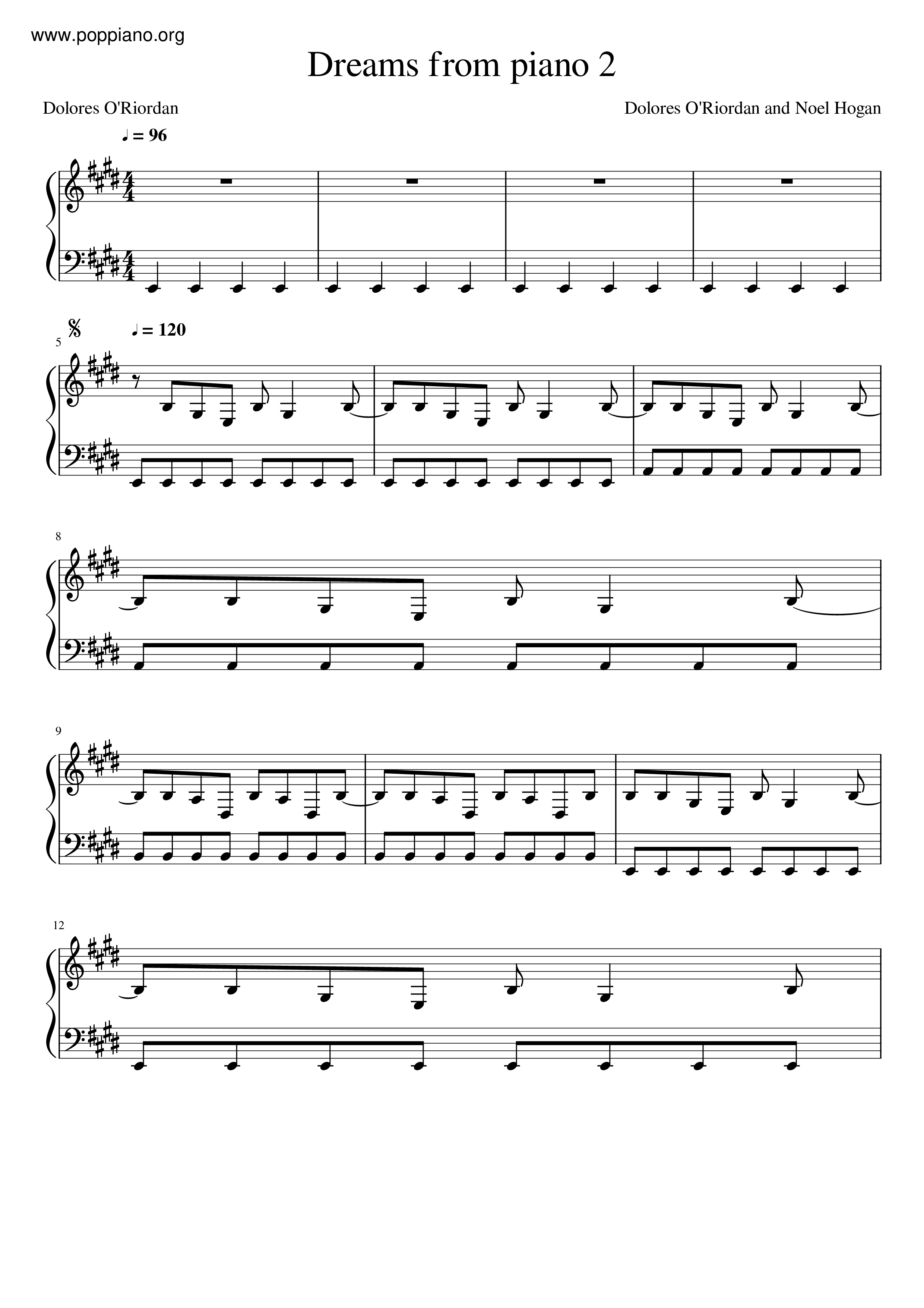 The CranberriesDreams Sheet Music pdf, Free Score Download ★