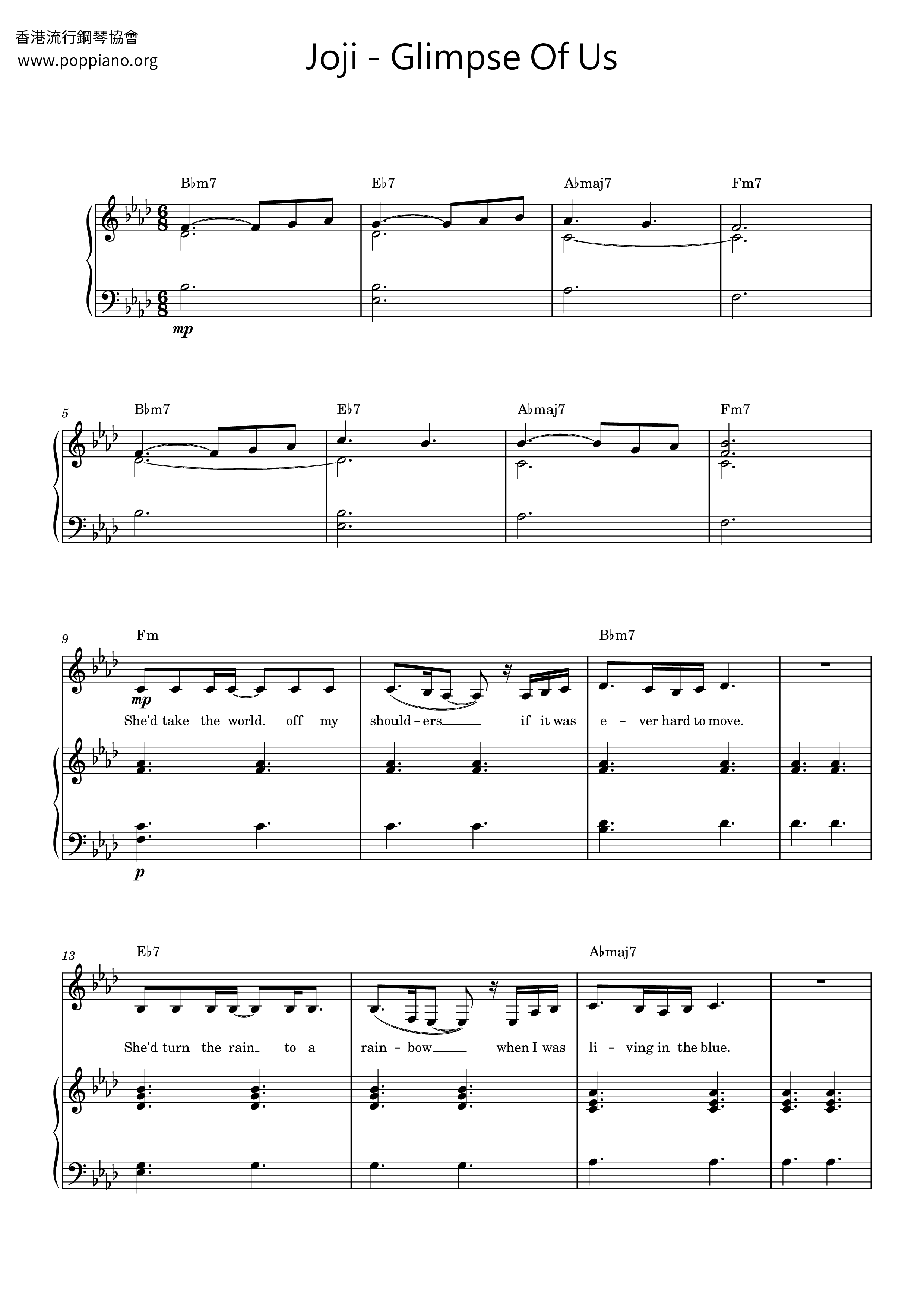 JojiGlimpse Of Us Sheet Music pdf, (ジョージ・楠木・ミラー) Free Score Download ★
