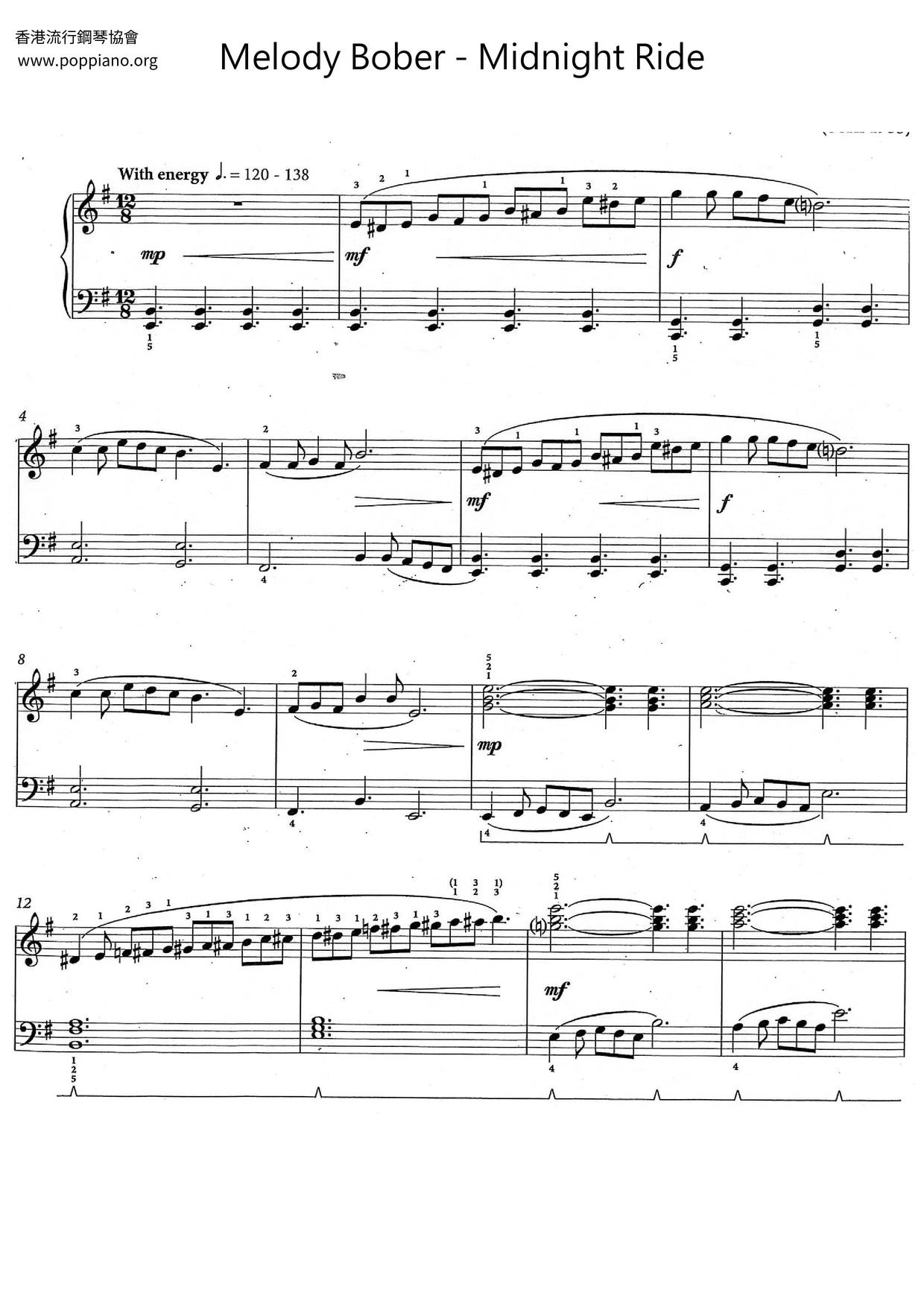 Melody Bober Midnight Ride Sheet Music Pdf Free Score Download 