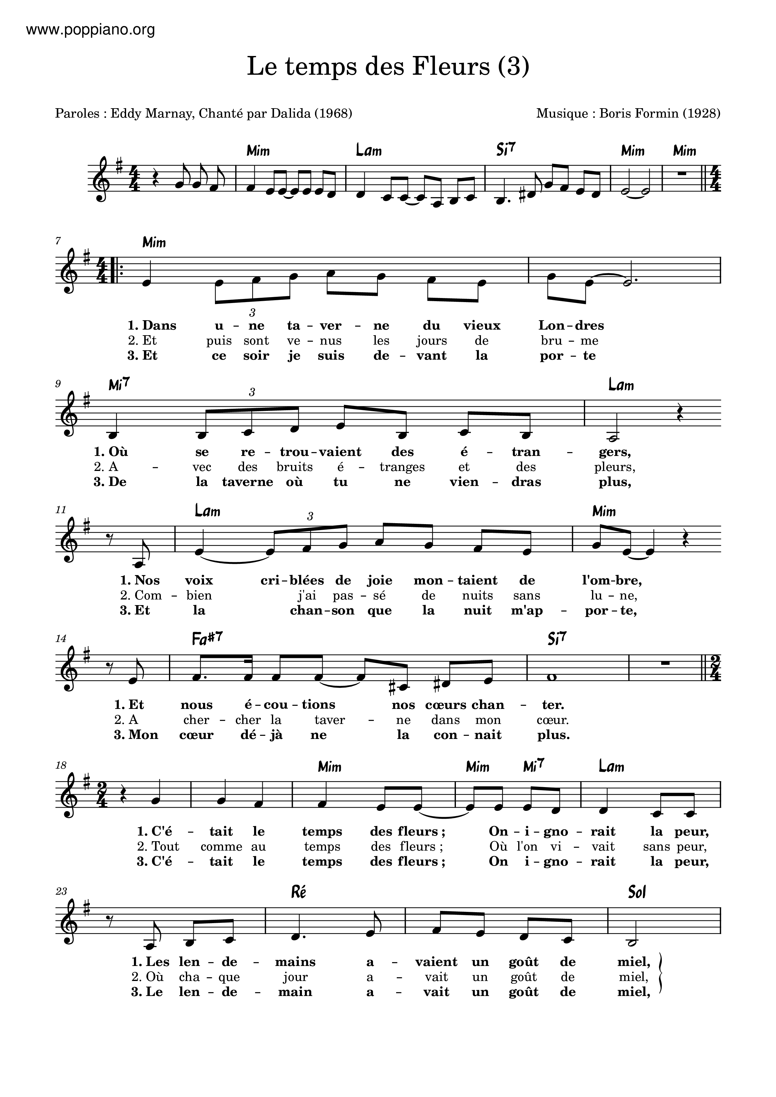 DalidaLe Temps Des Fleurs Sheet Music pdf, Free Score Download ★ DalidaLe Temps Des Fleurs Sheet Music pdf, Free Score Download ★