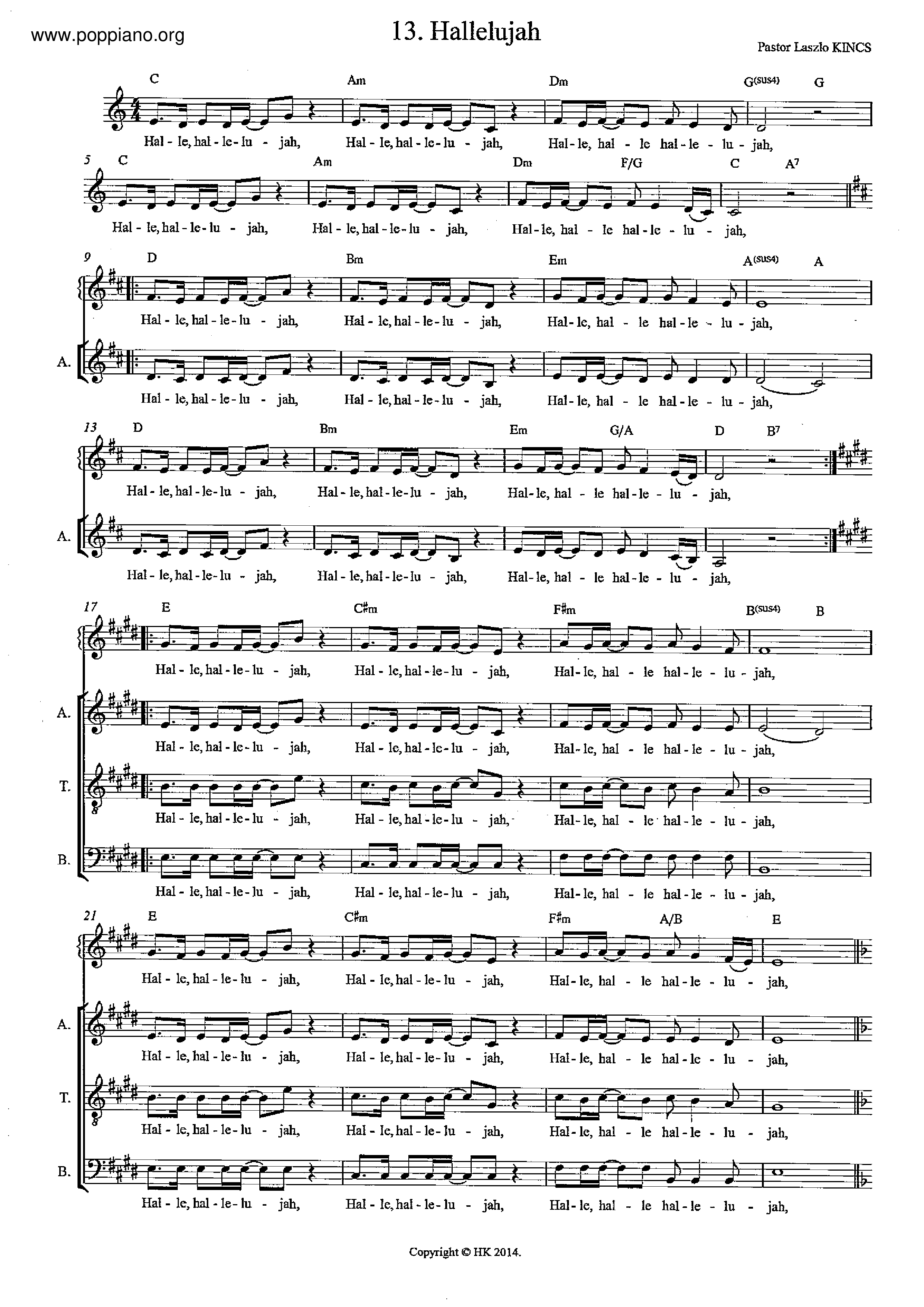 Hymn-Hallelujah Sheet Music pdf, - Free Score Download ★