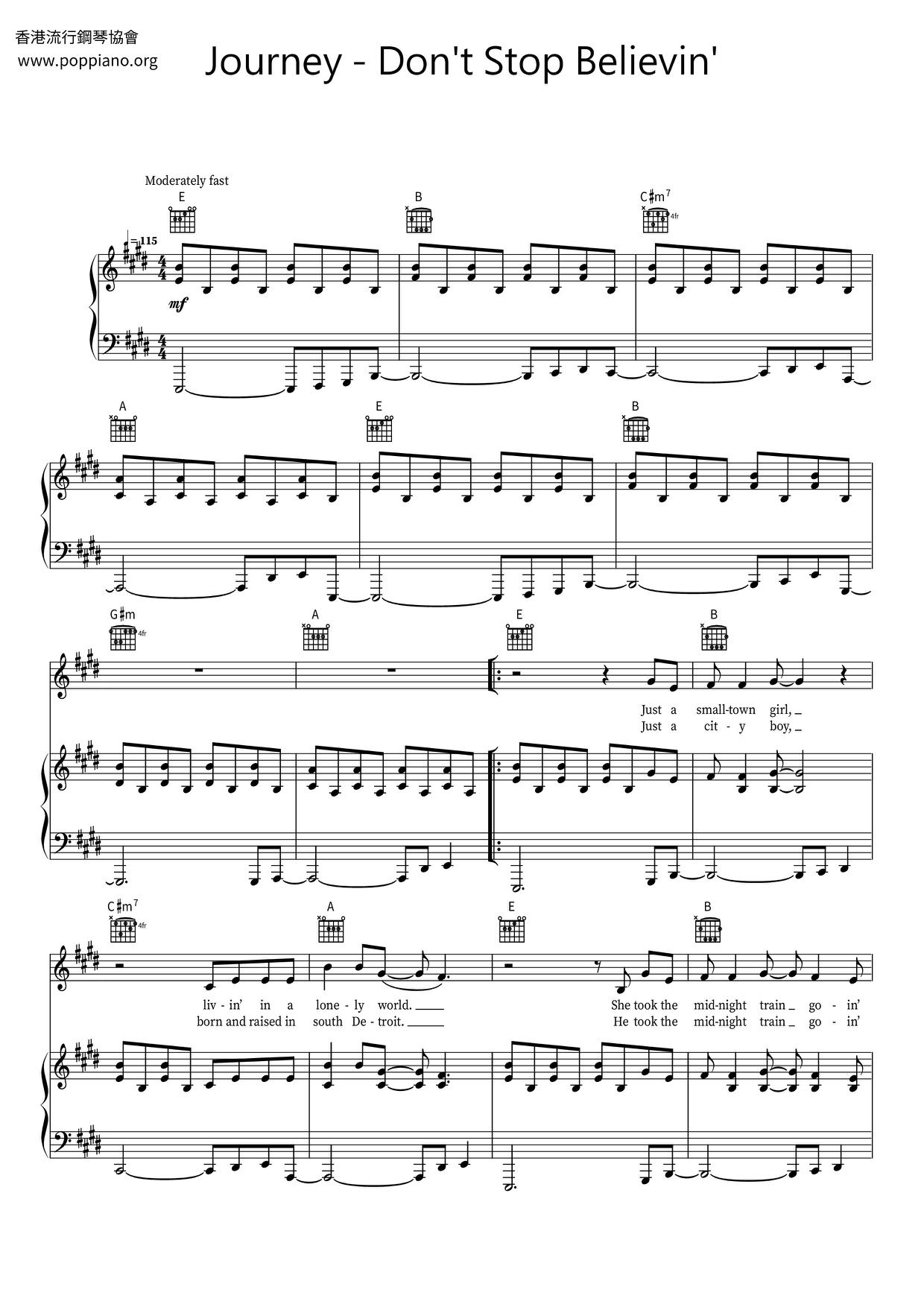 Don T Stop Believin Everyman's Journey Download Journey-Don't Stop Believin' Sheet Music pdf, - Free Score Download ★