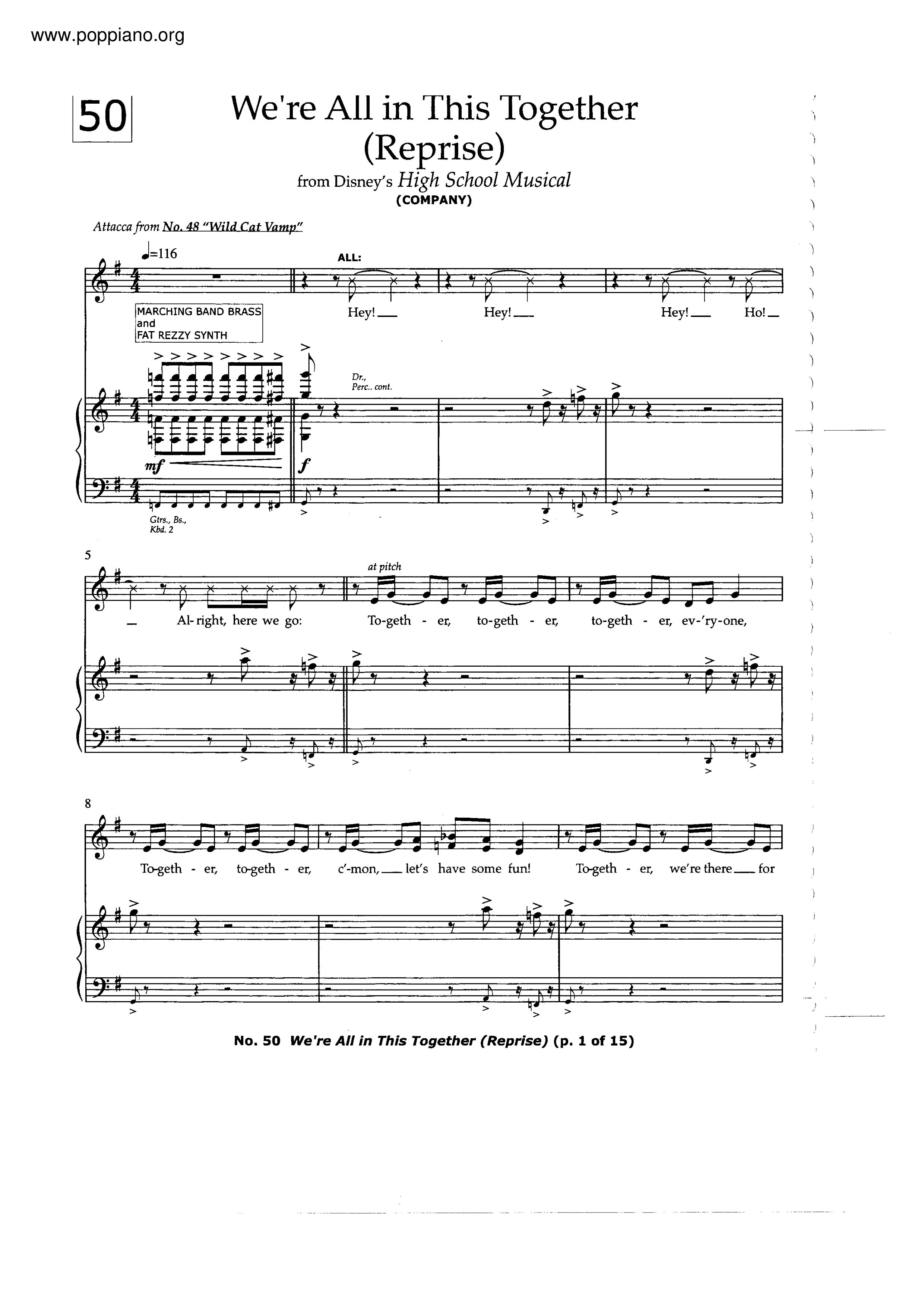 We Re All In This Together Instrumental ★ 歌舞青春 (High School Musical)-We're All In This Together Sheet Music pdf