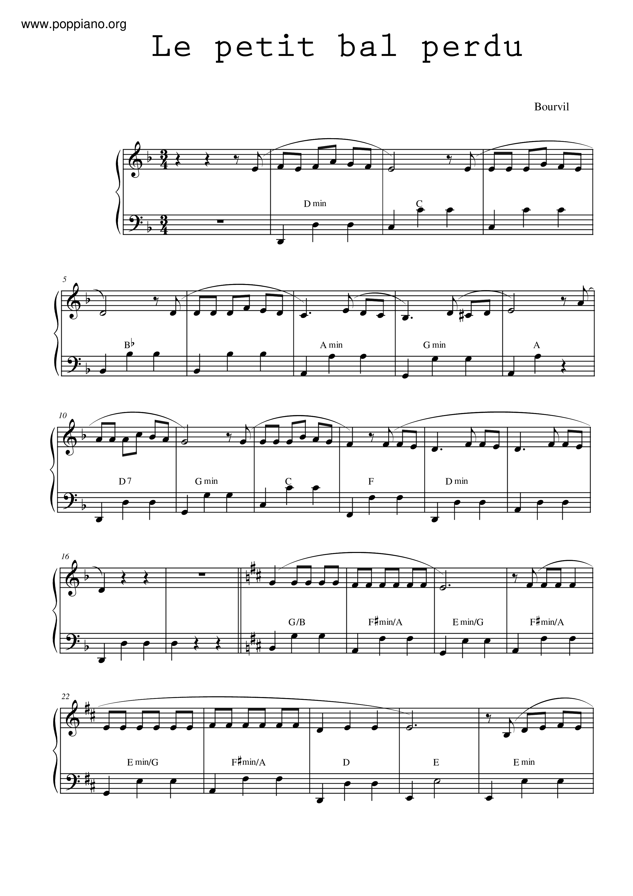BourvilLe Petit Bal Perdu Sheet Music pdf, Free Score Download ★