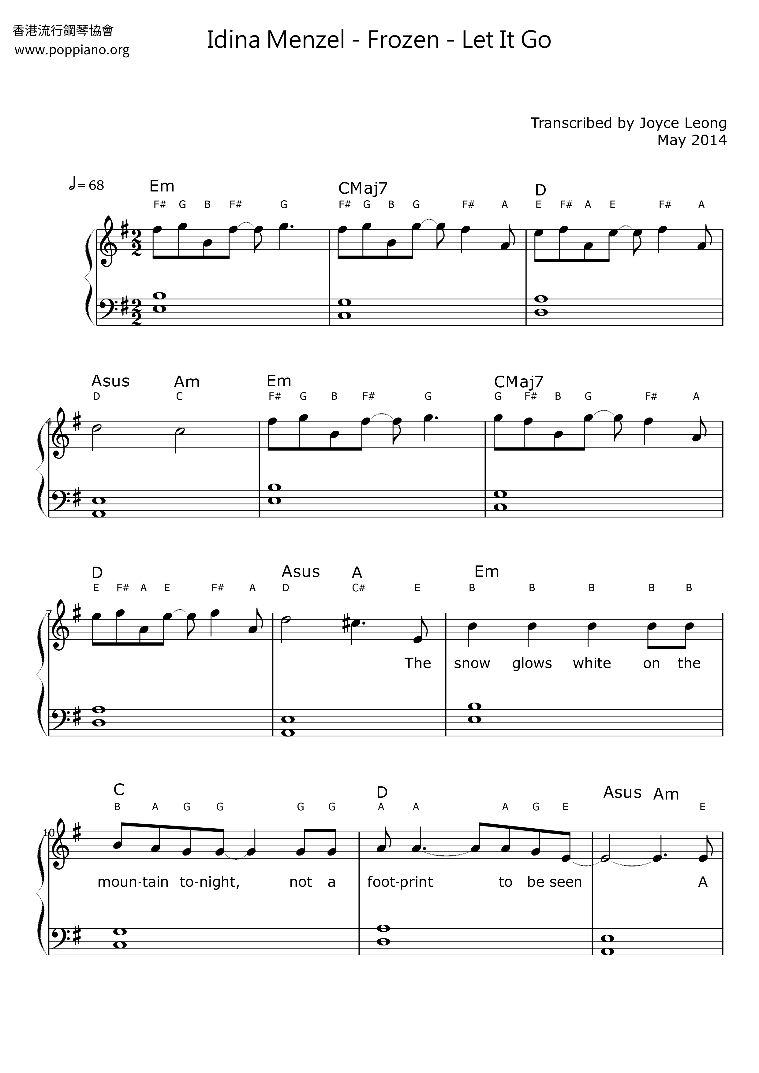 ☆ Frozen - Let It Go | Sheet Music | Piano Score Free Pdf Download | Hk Pop  Piano Academy