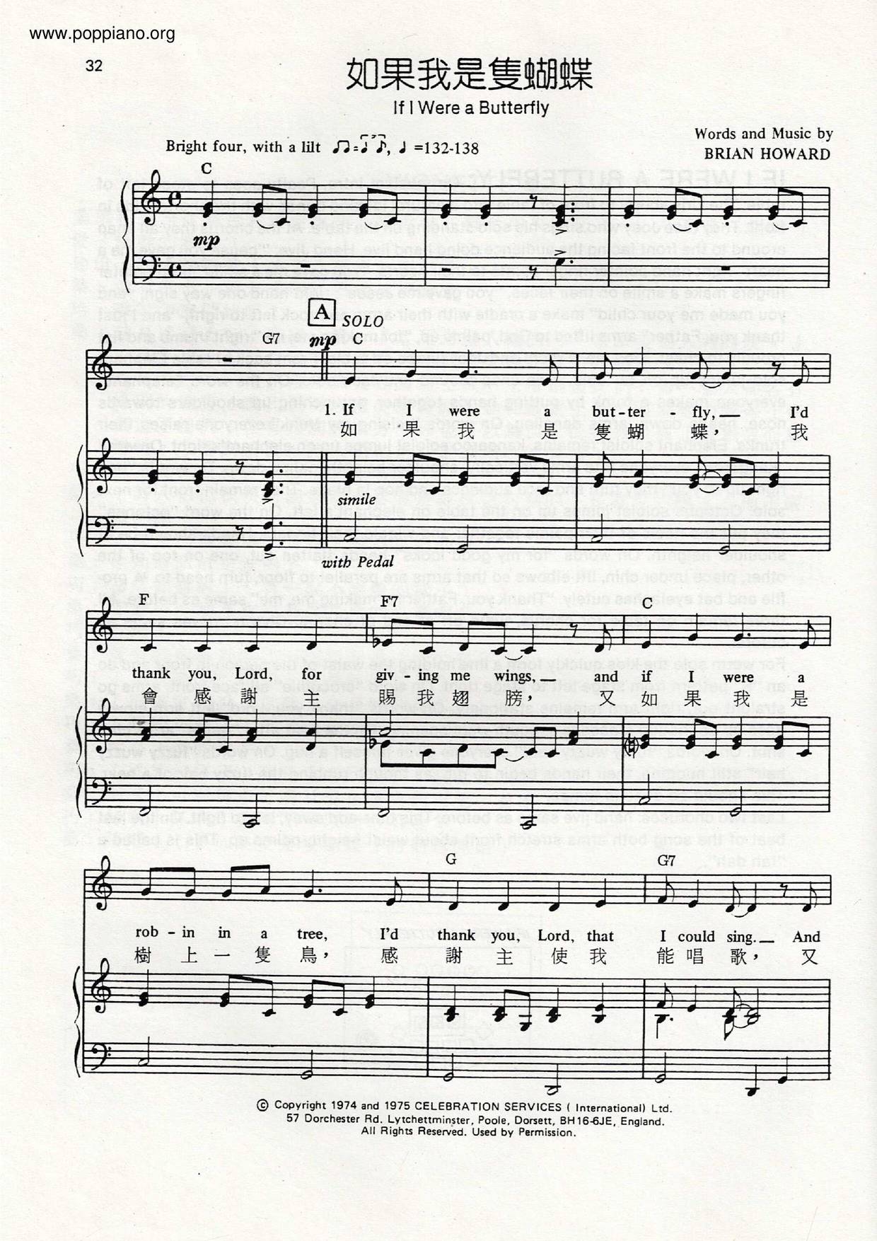HymnIf I Were A Butterfly Sheet Music pdf, Free Score Download ★