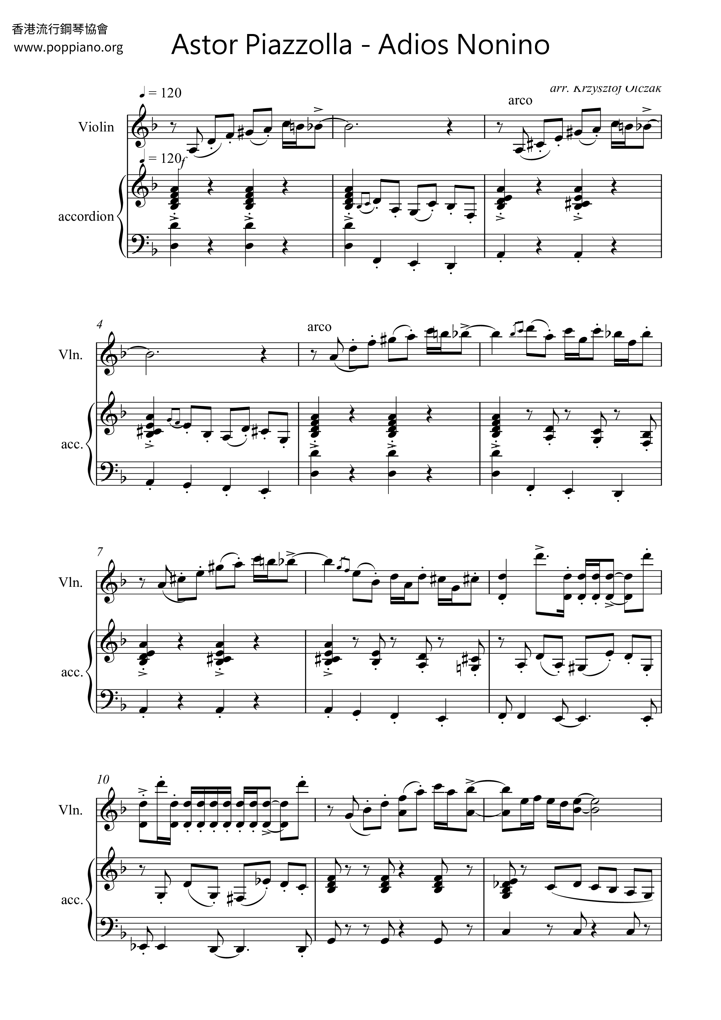 Hymn-Adios Nonino Sheet Music pdf, - Free Score Download ★