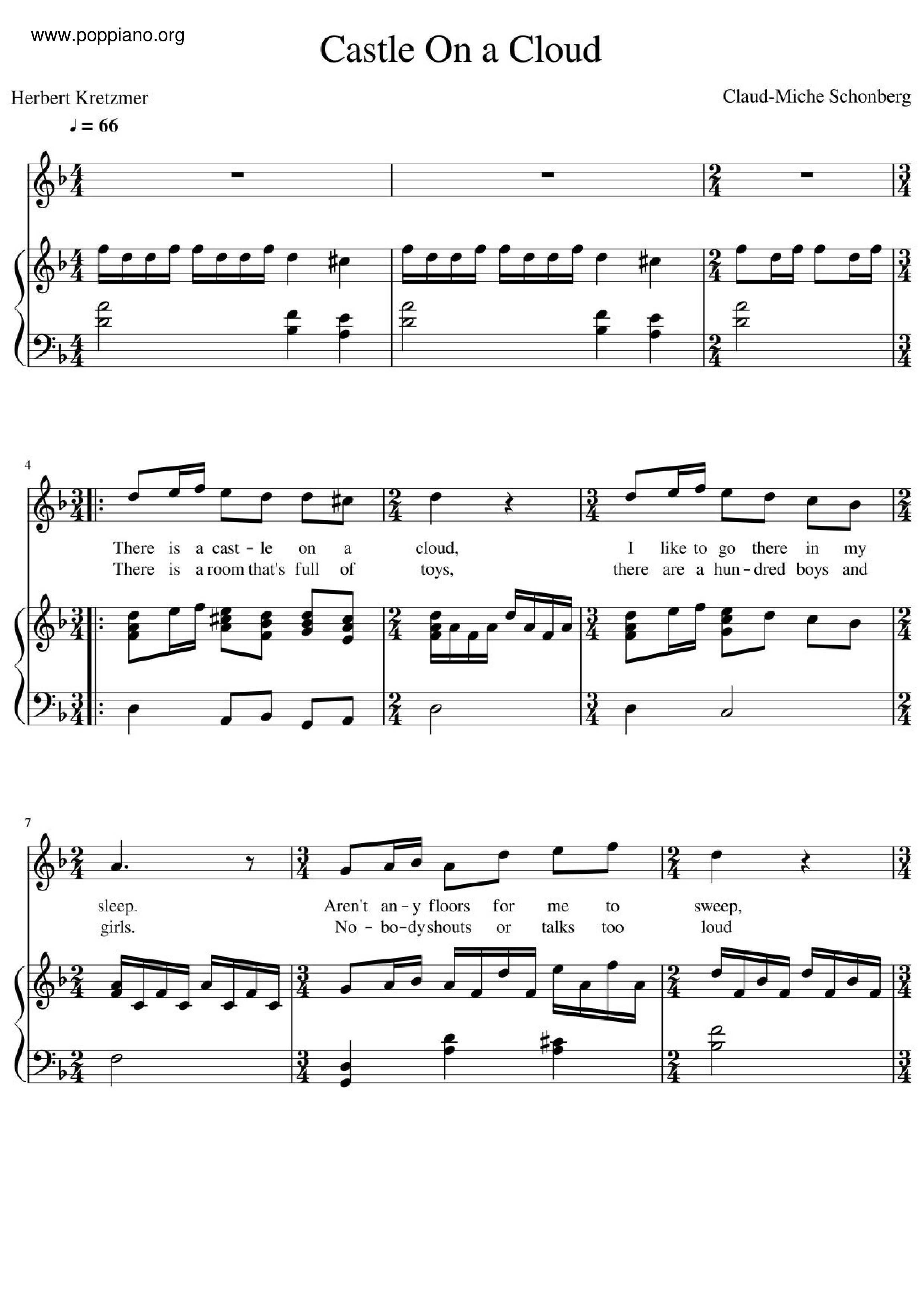 Les MiserablesCastle On A Cloud Sheet Music pdf, (レ・ミゼラブル) Free Score Download ★