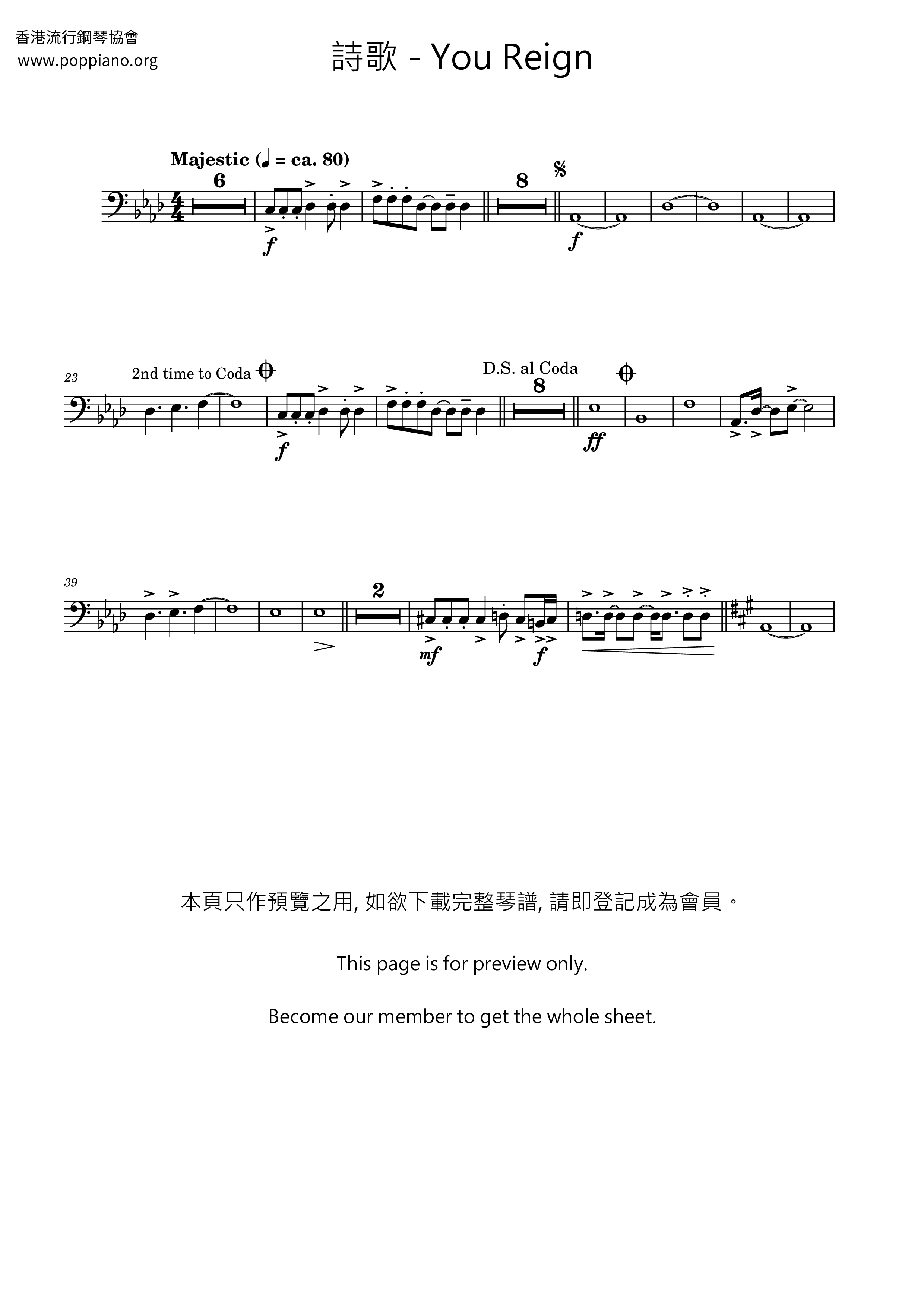 You Reign琴譜