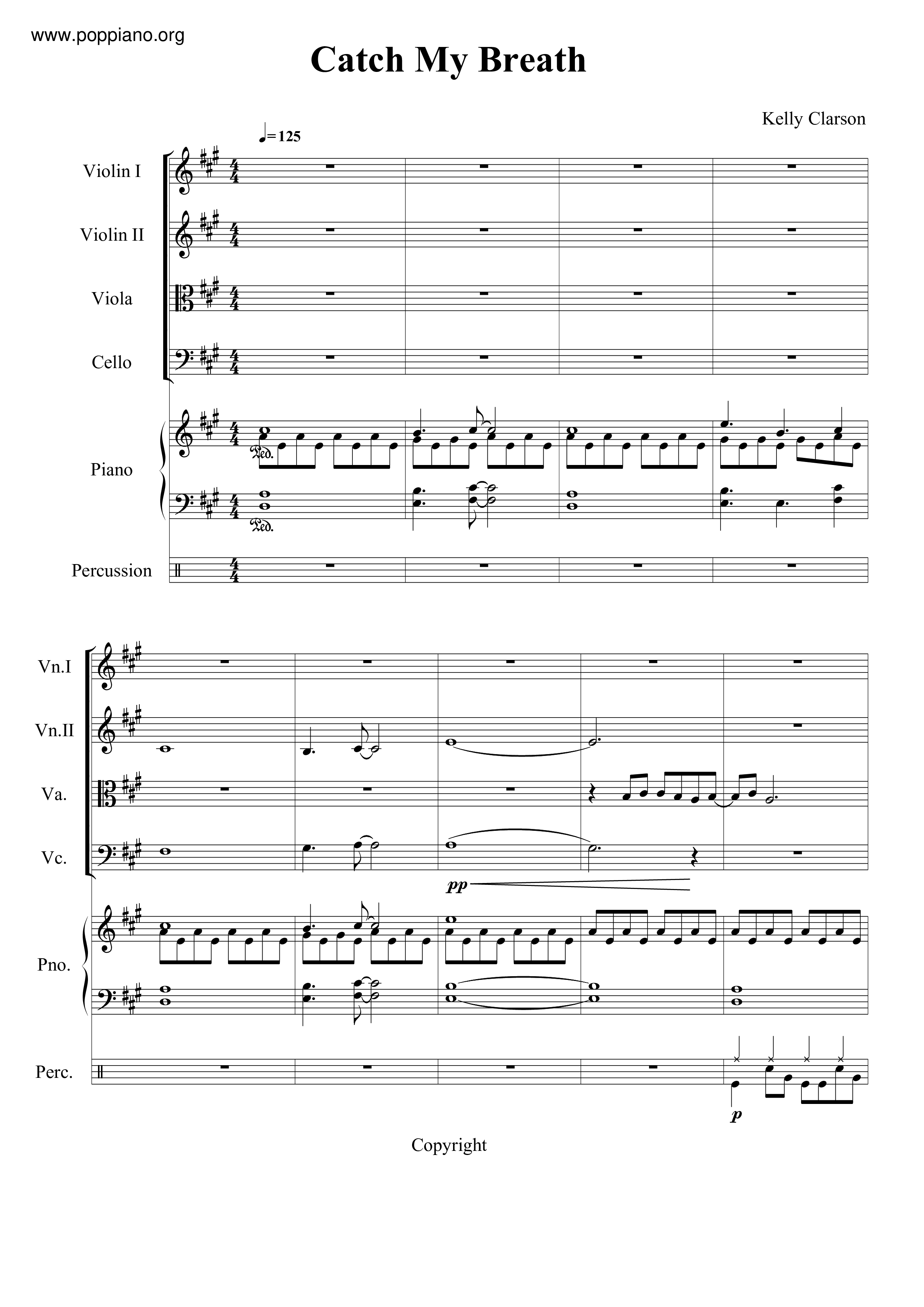 Kelly ClarksonCatch My Breath Sheet Music pdf, Free Score Download ★