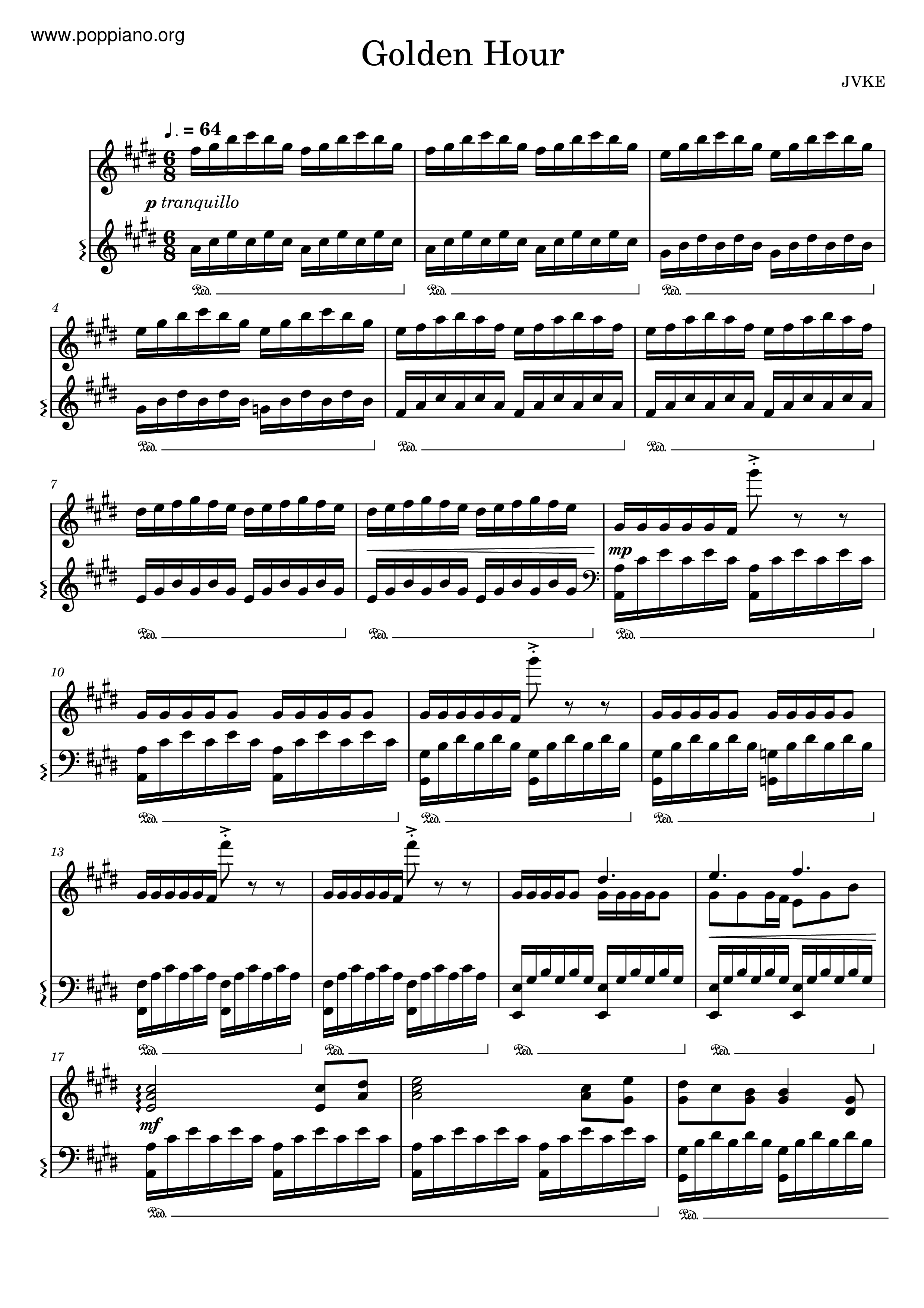 JVKE-Golden Hour Sheet Music pdf, - Free Score Download ★