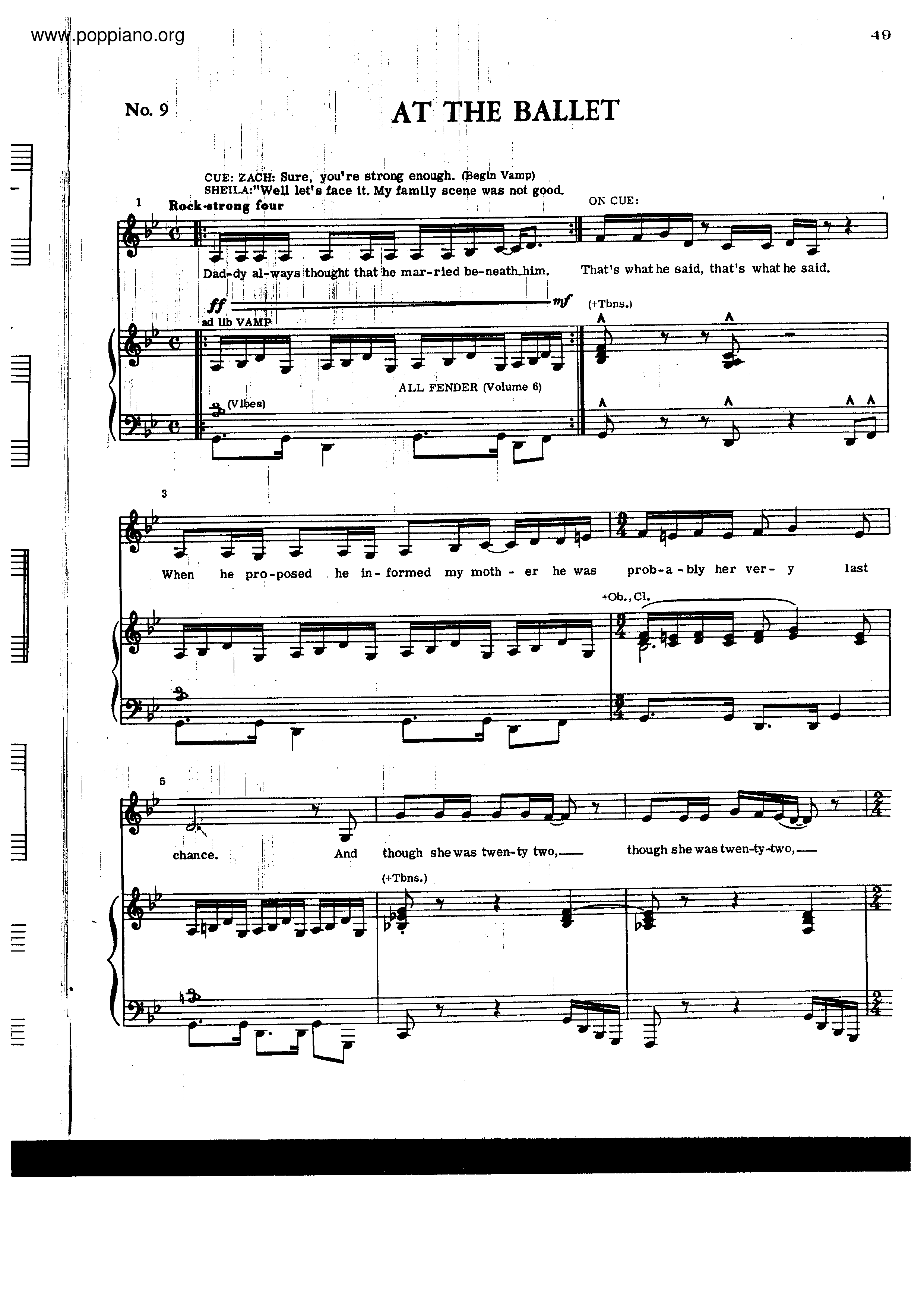 A Chorus LineAt The Ballet Sheet Music pdf, Free Score Download ★