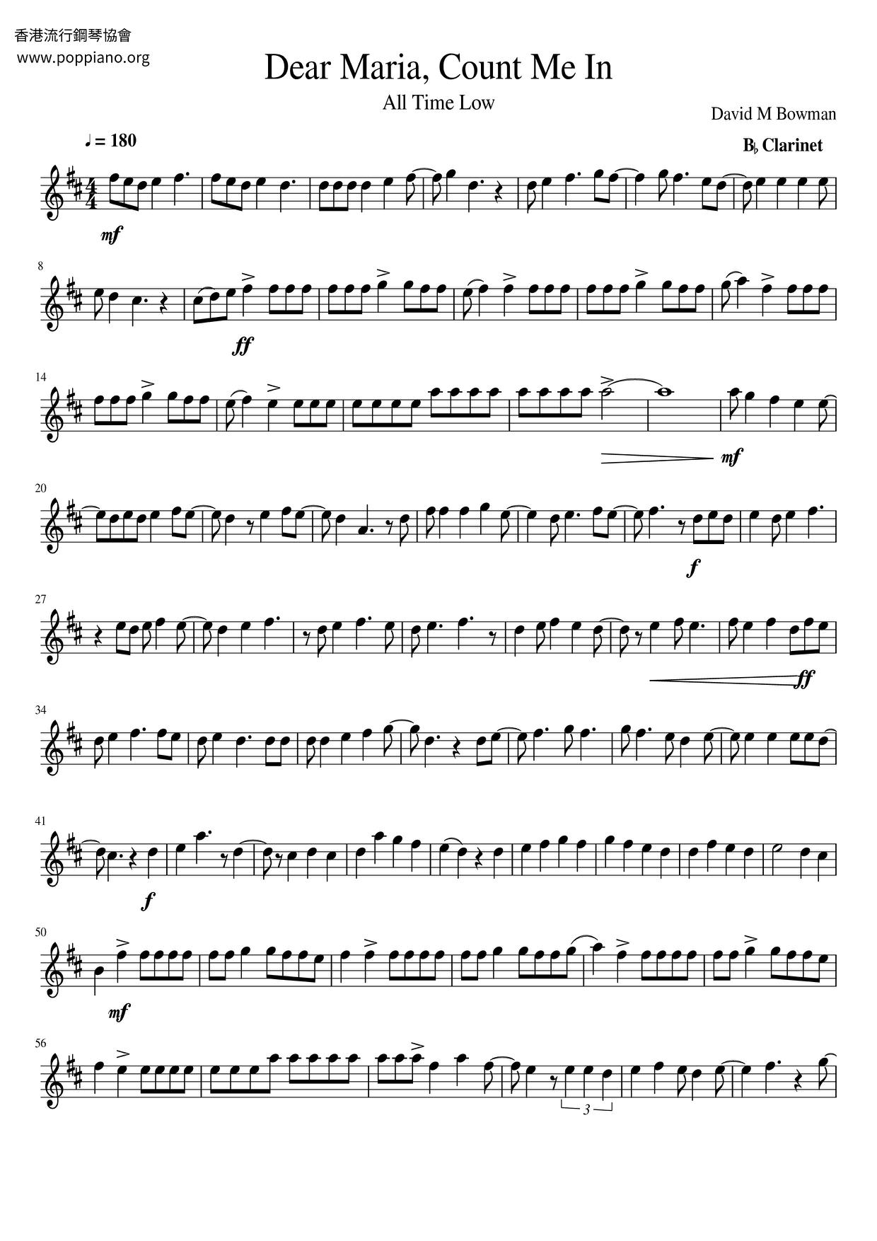 All Time LowDear Maria, Count Me In Sheet Music pdf, Free Score Download ★ All Time LowDear Maria, Count Me In Sheet Music pdf, Free Score Download ★