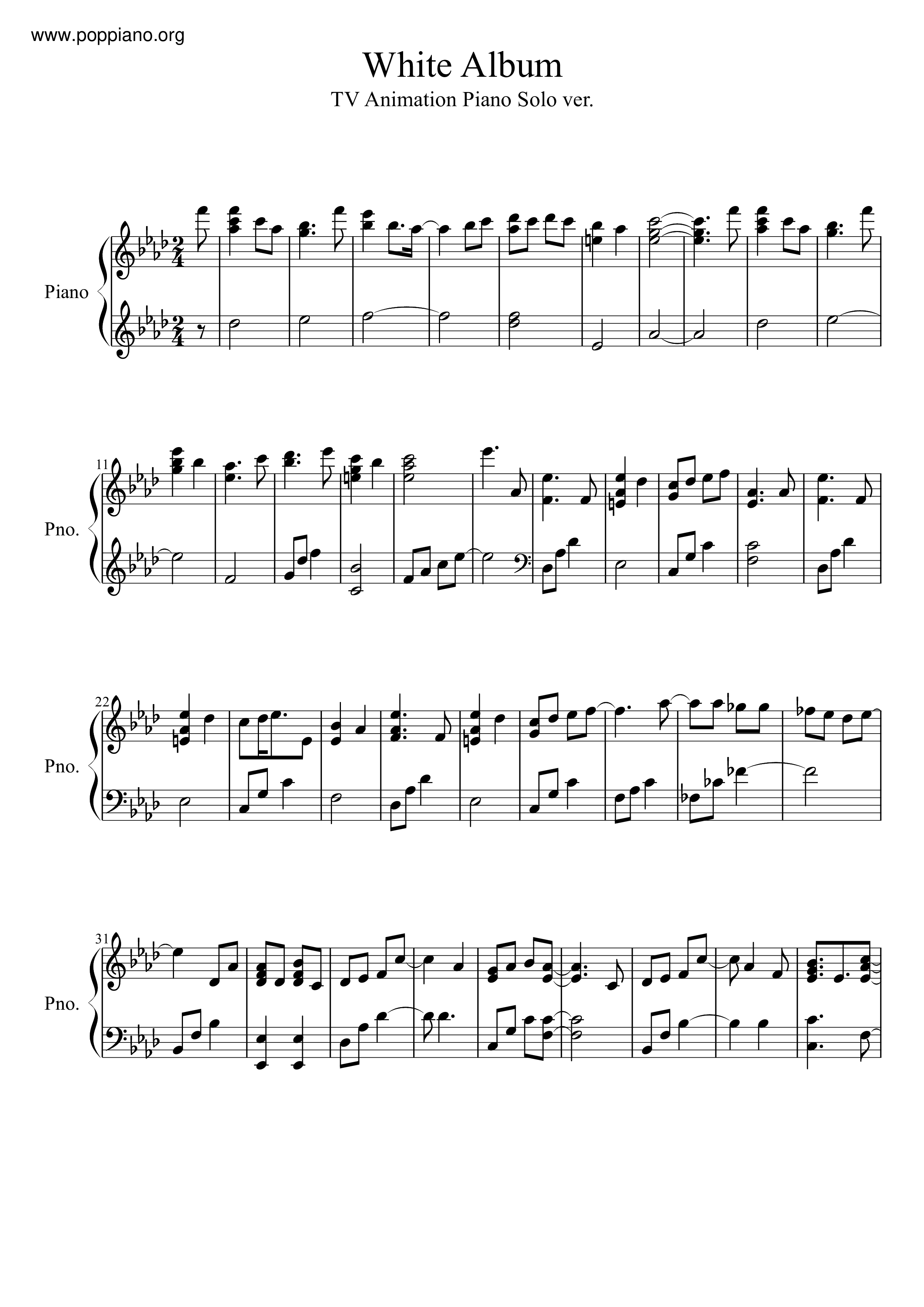 ホワイトアルバム White Album Sheet Music Pdf Free Score Download