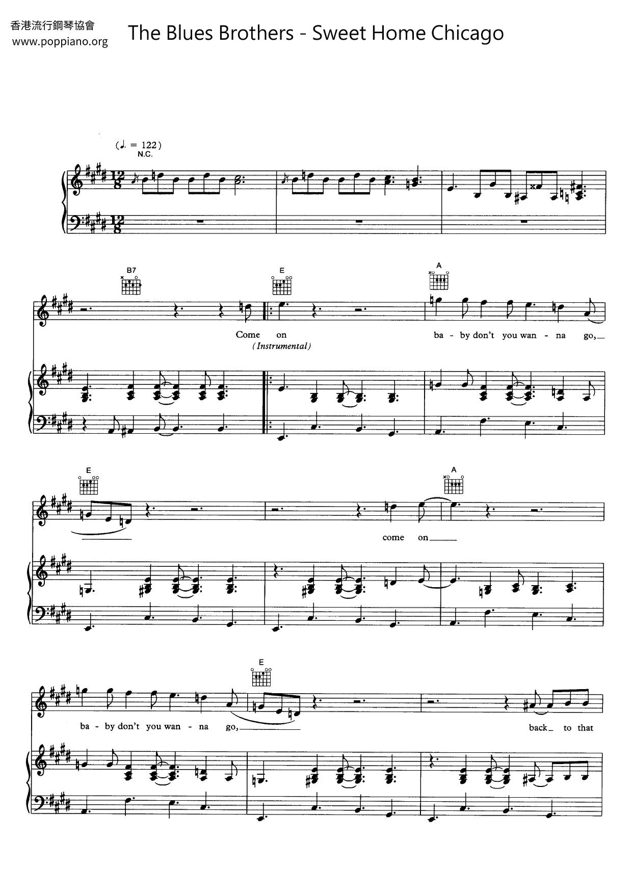 Sweet Home Chicago琴譜
