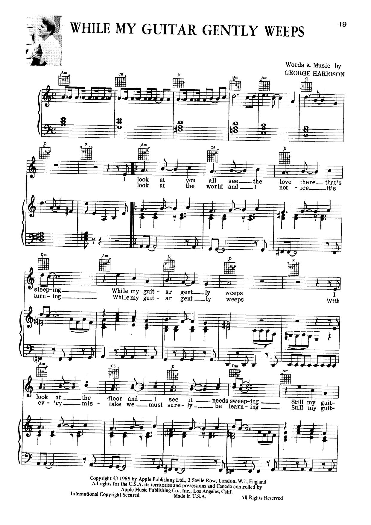 Chords And Lyrics For While My Guitar Gently Weeps