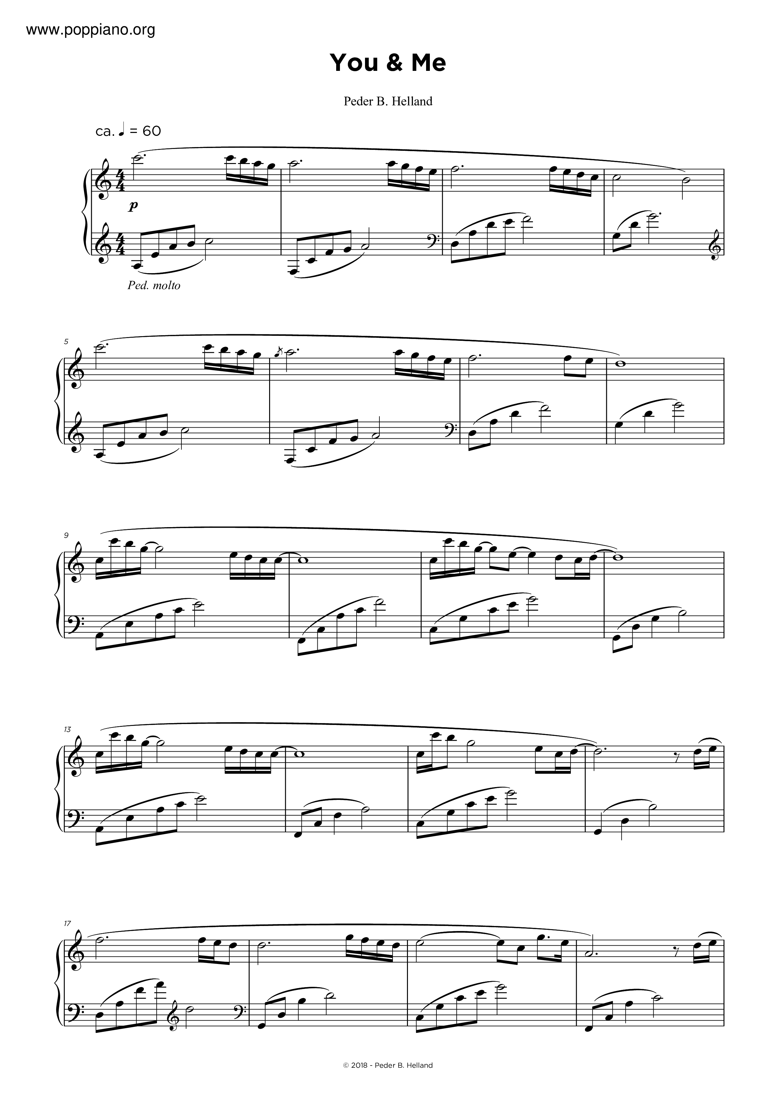 Peder B. HellandYou & Me Sheet Music pdf, Free Score Download ★
