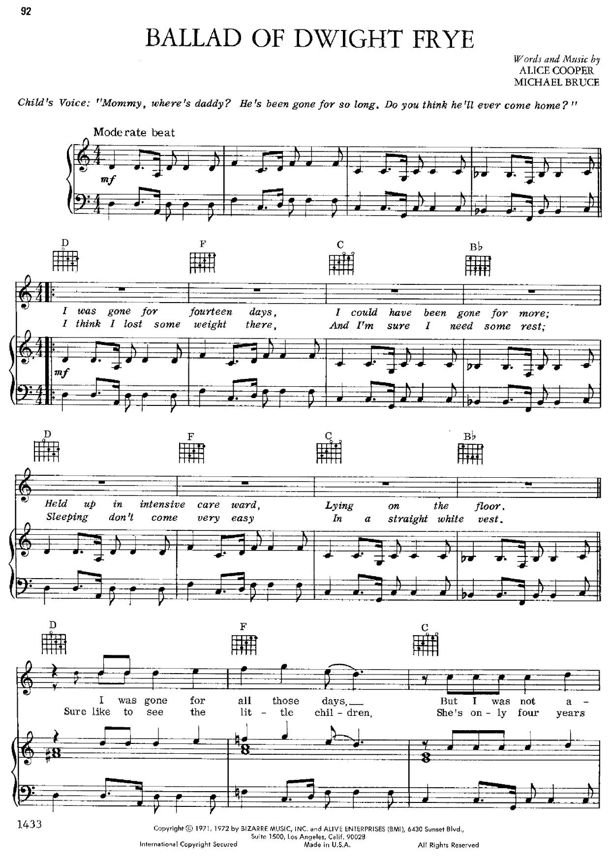 Alice Cooper Ballad Of Dwight Frye Sheet Music Pdf Free Score Download alice-cooper-ballad-of-dwight-frye-sheet-music-pdf-free-score-download
