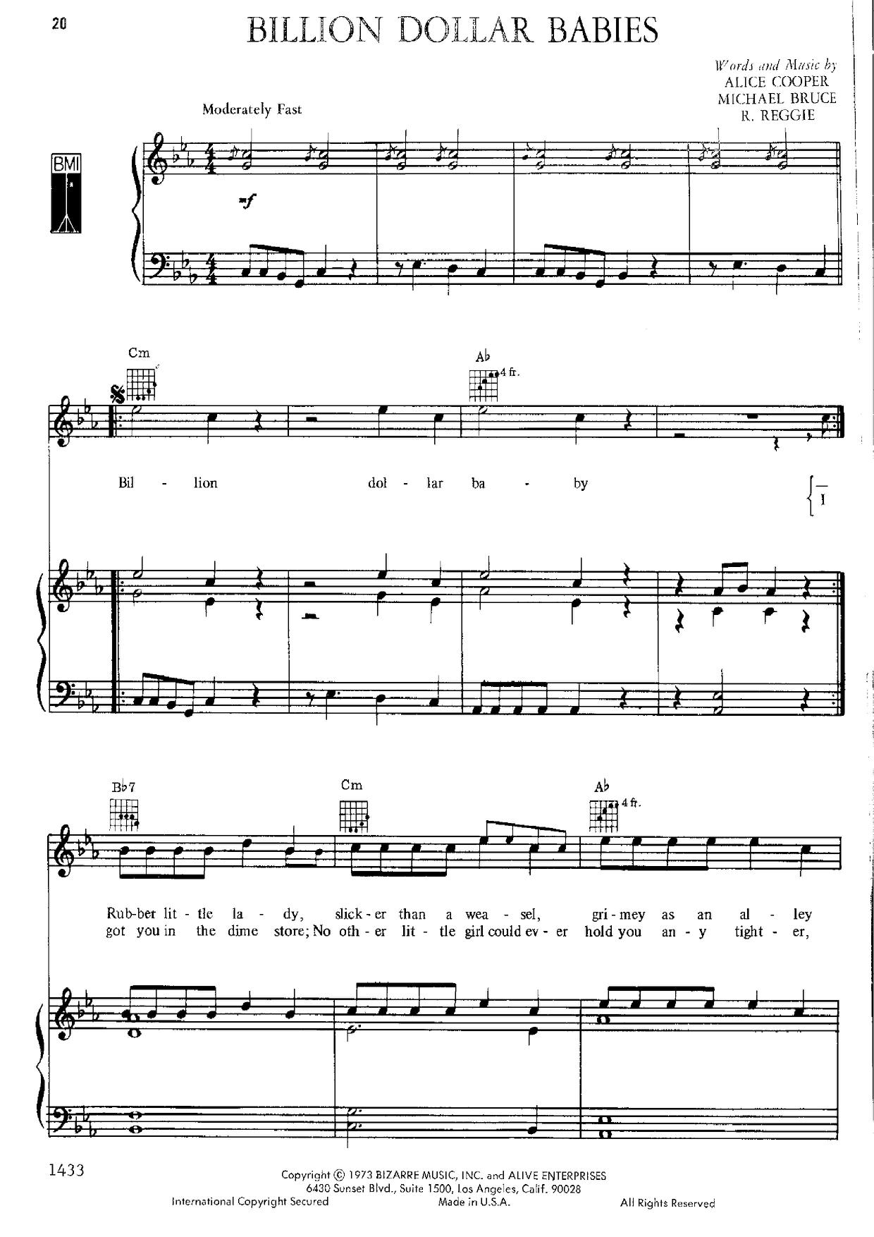 Alice CooperBillion Dollar Babies Sheet Music pdf, Free Score Download ★