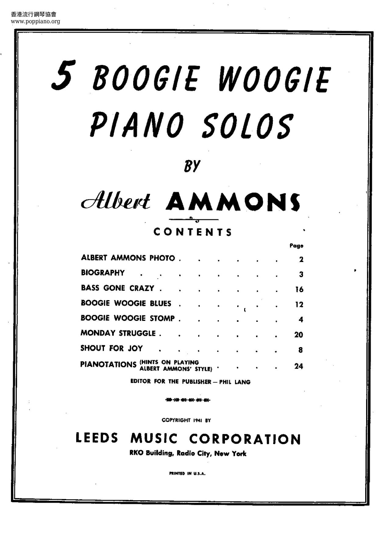 5 Boogie Woogie Piano Solos 28 Pages琴譜