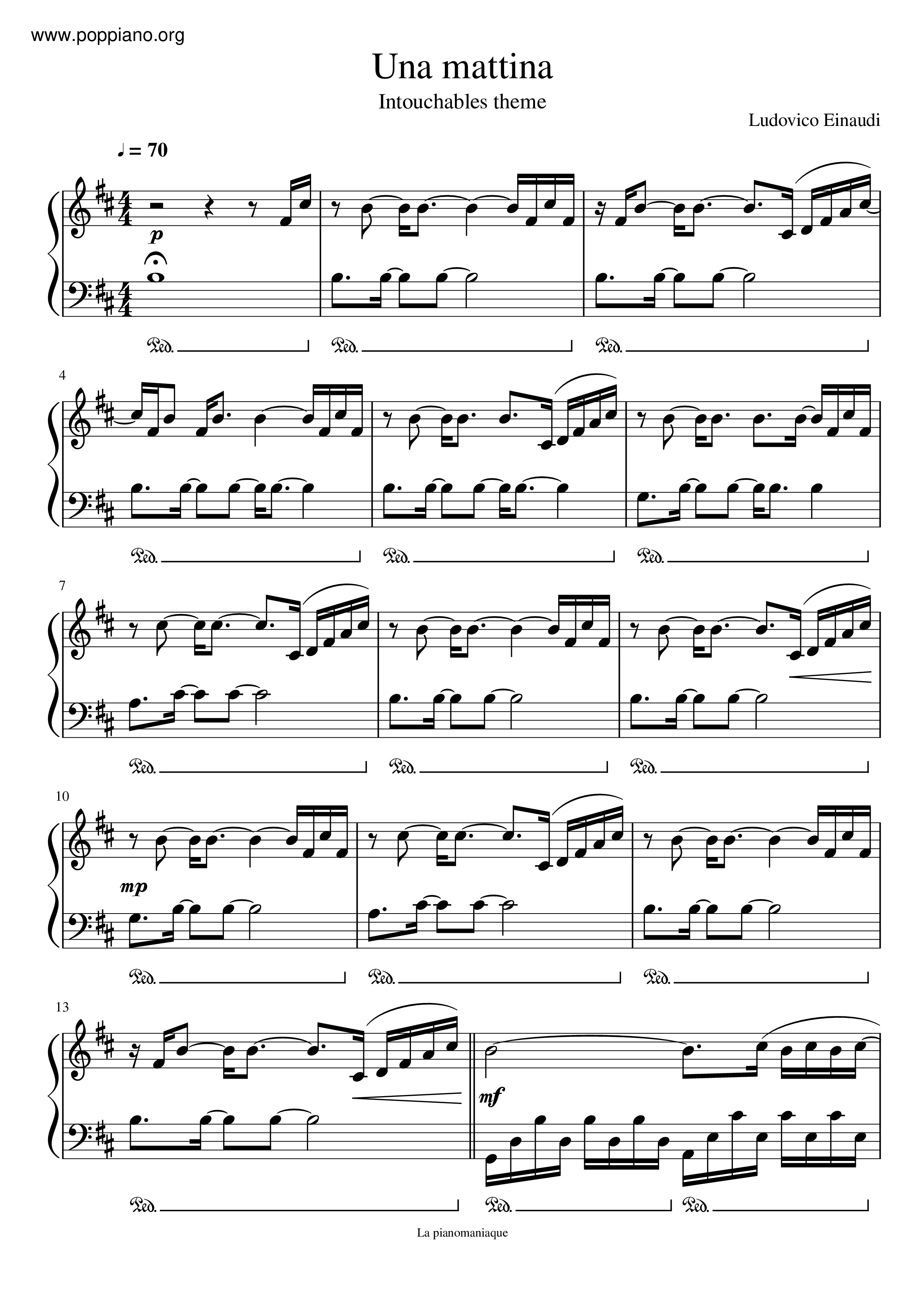 ☆ The Intouchables - Una Mattina - Music / Piano Score Free PDF Download - HK Pop Piano Academy ☆