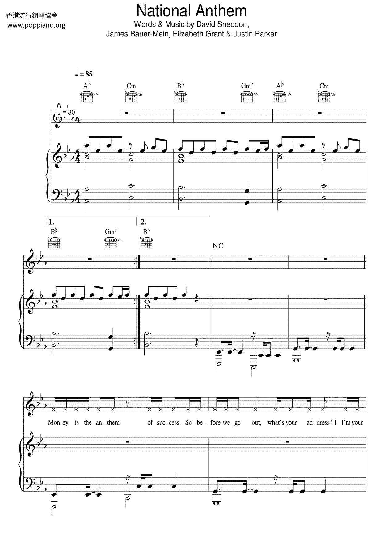 lana-del-rey-national-anthem-sheet-music-pdf-free-score-download