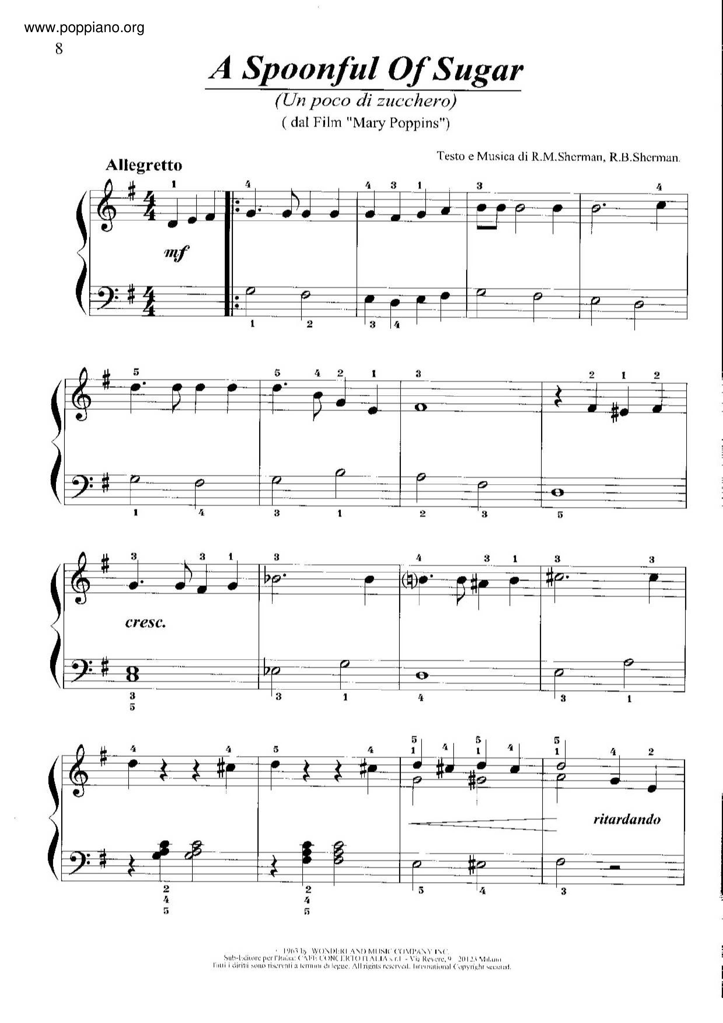 ☆ Mary Poppins-A Spoonful Of Sheet Music pdf, - Free Score Download ☆