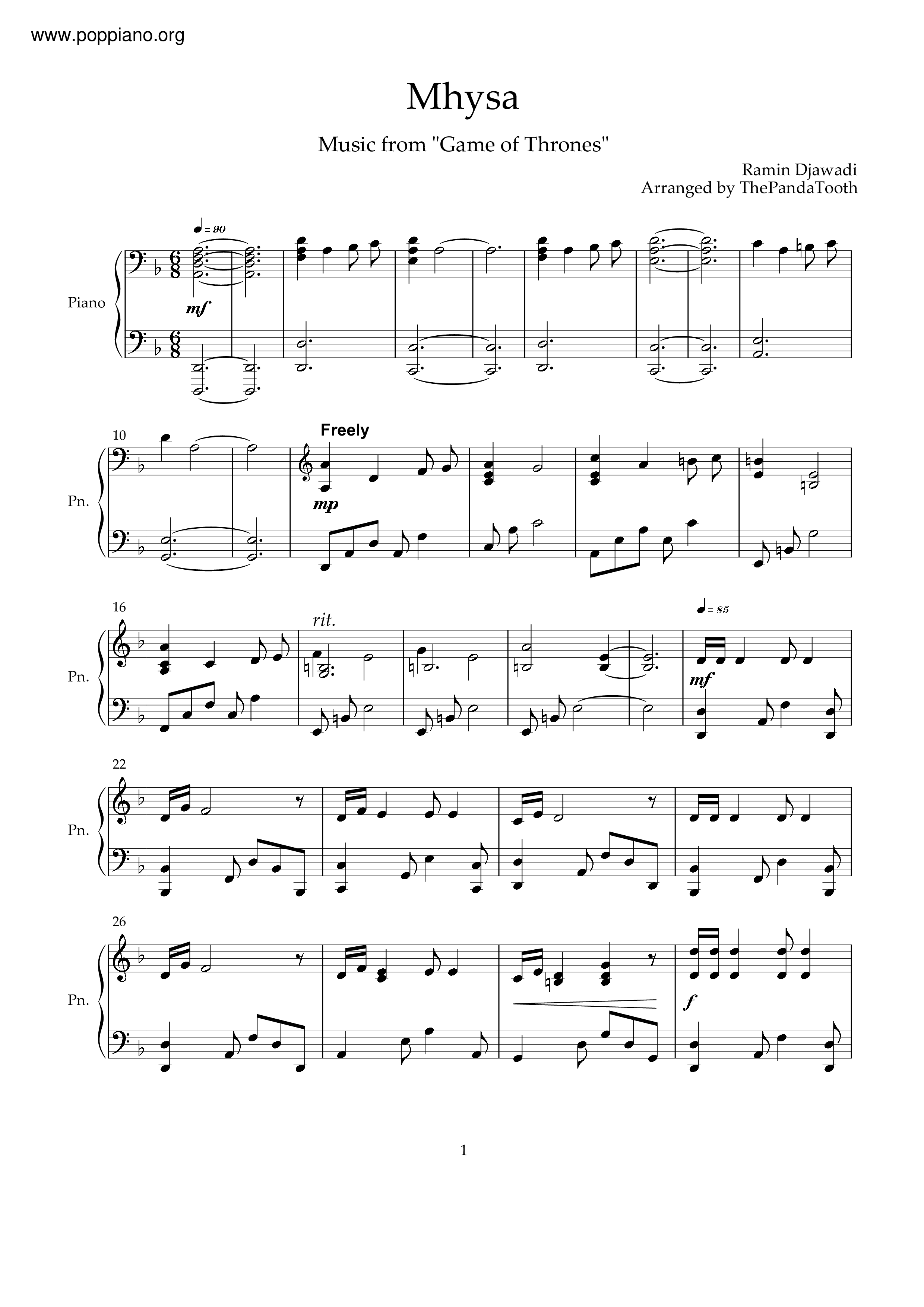 Ramin Djawadi Game Of Thrones Mhysa pdf 