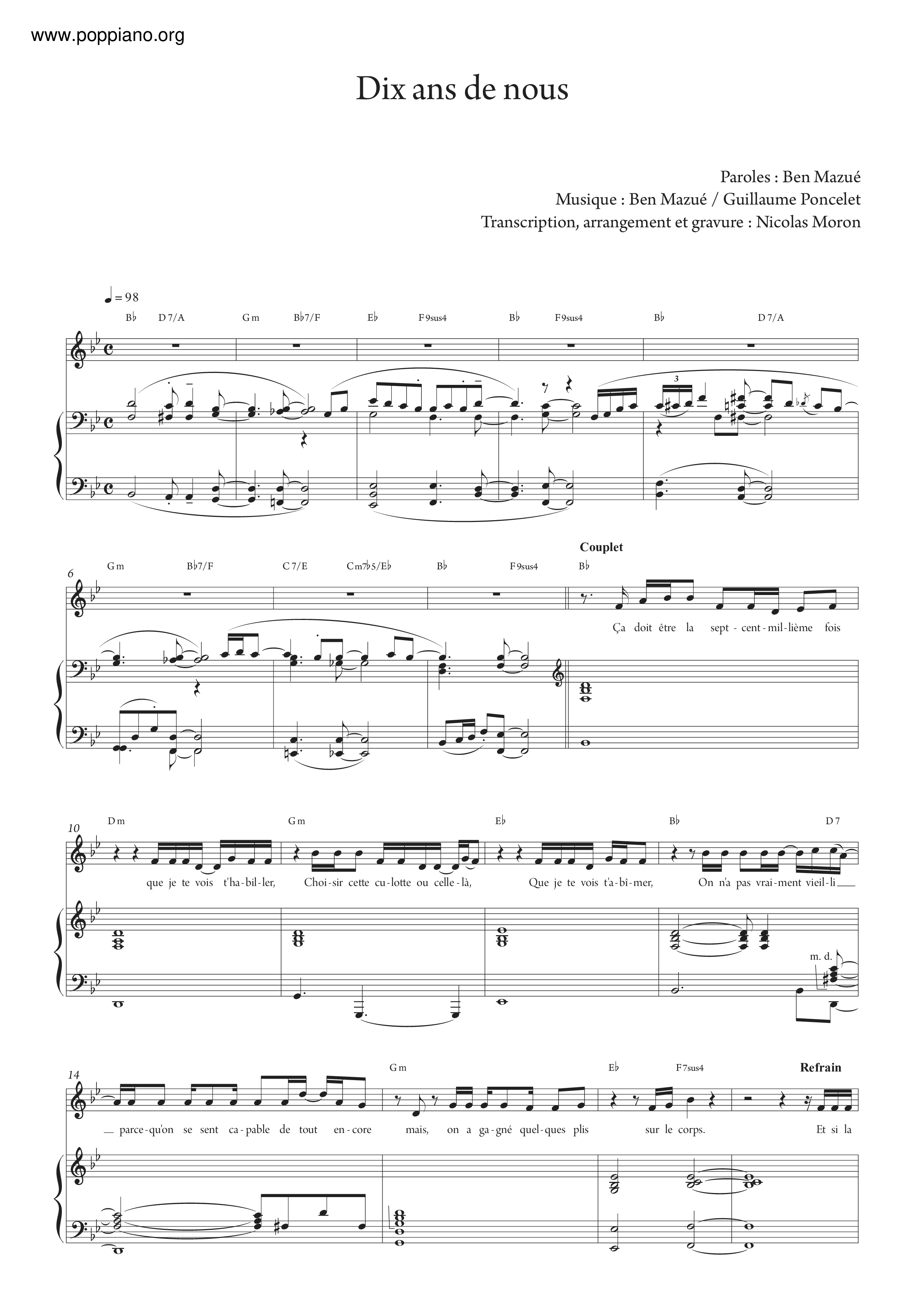 ben-mazue-10-ans-de-nous-sheet-music-pdf-free-score-download