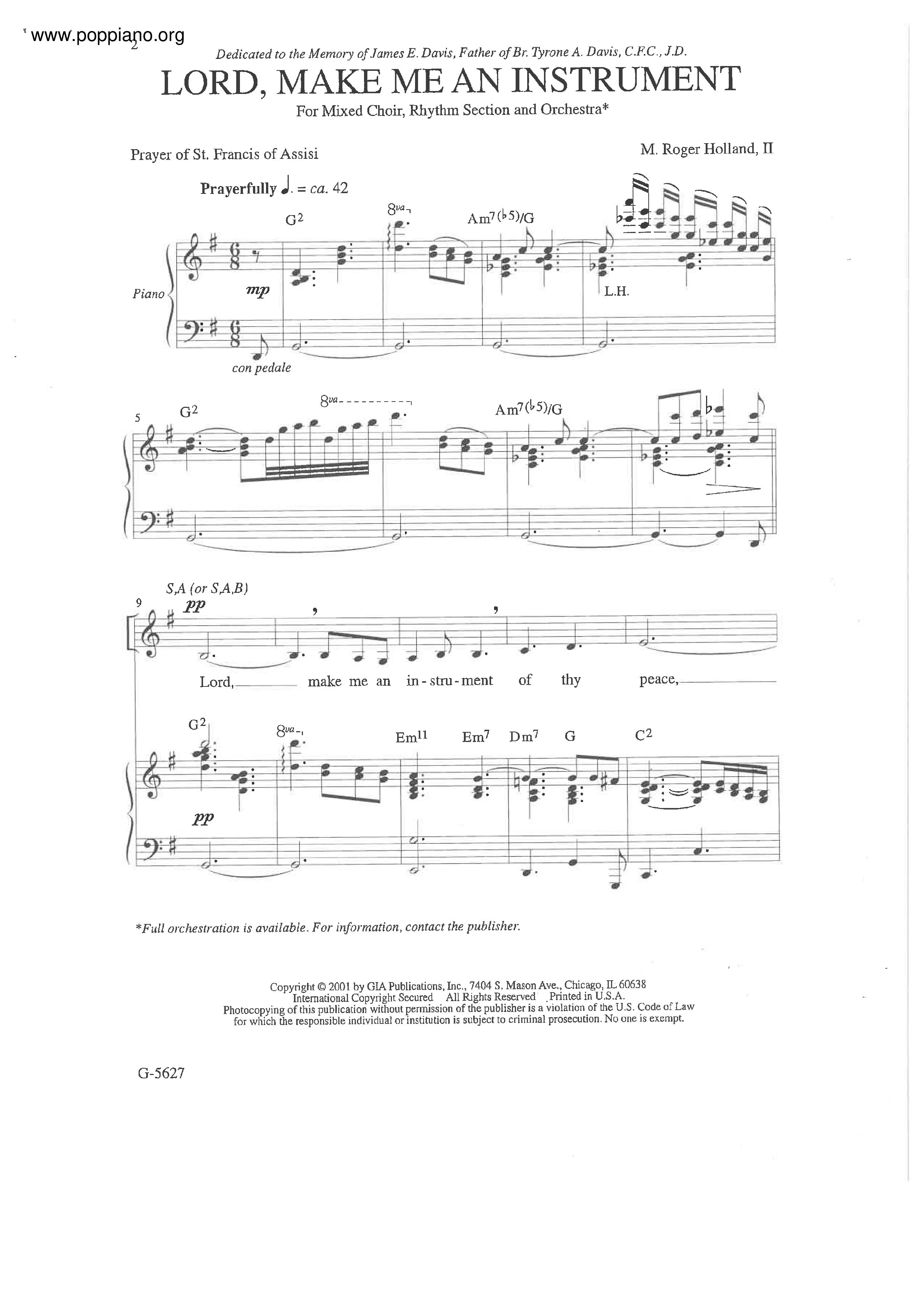Hymn lord make me an instrument sheet music pdf free score download 