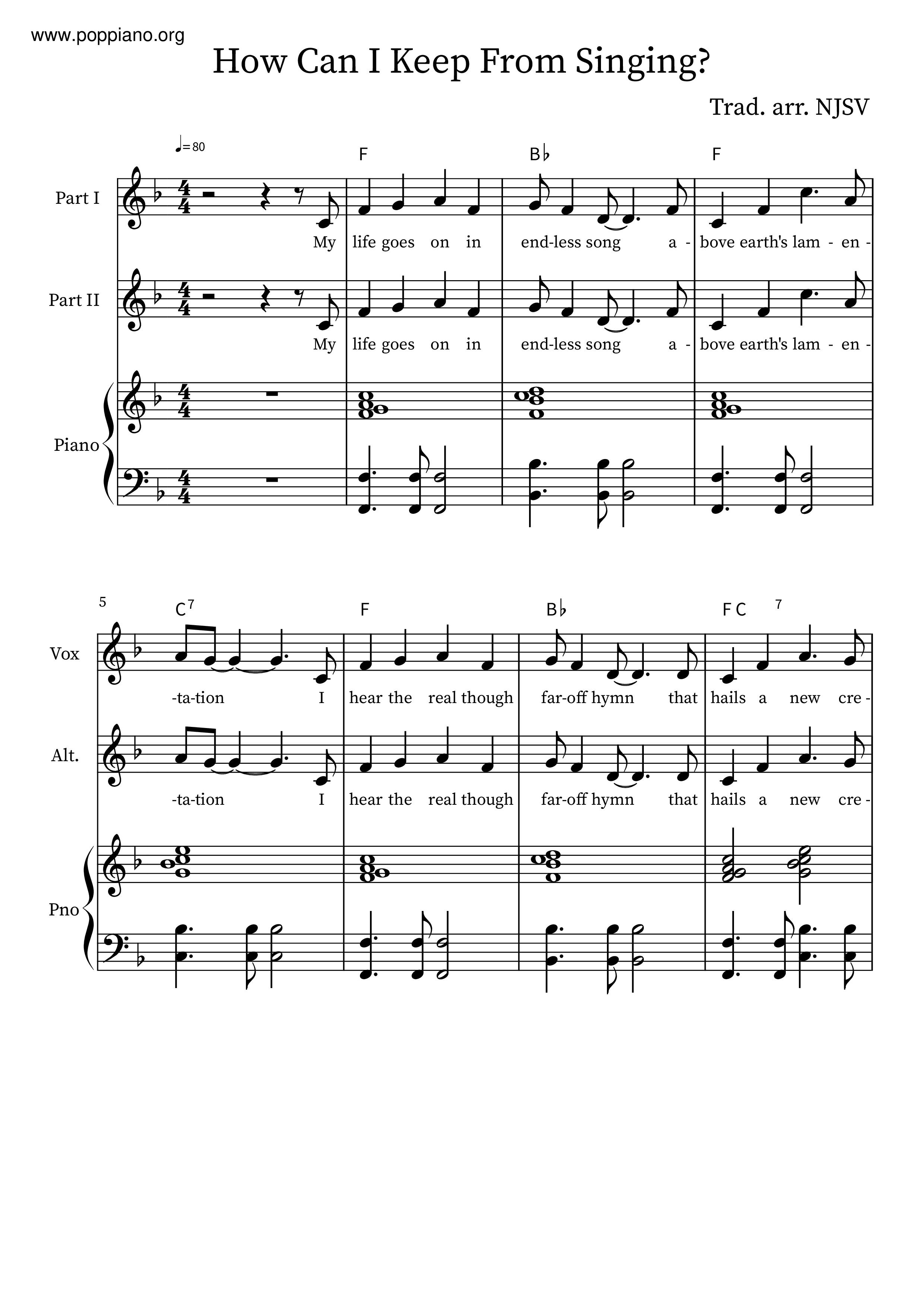 American folksong how can i keep from singing sheet music pdf free