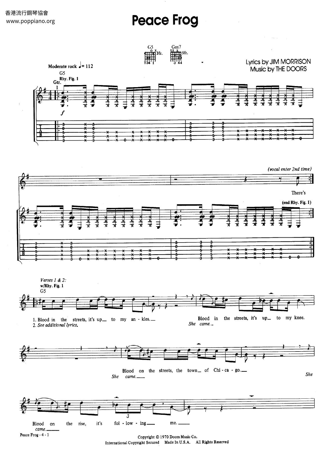 DoorsPeace Frog Sheet Music pdf, Free Score Download ★