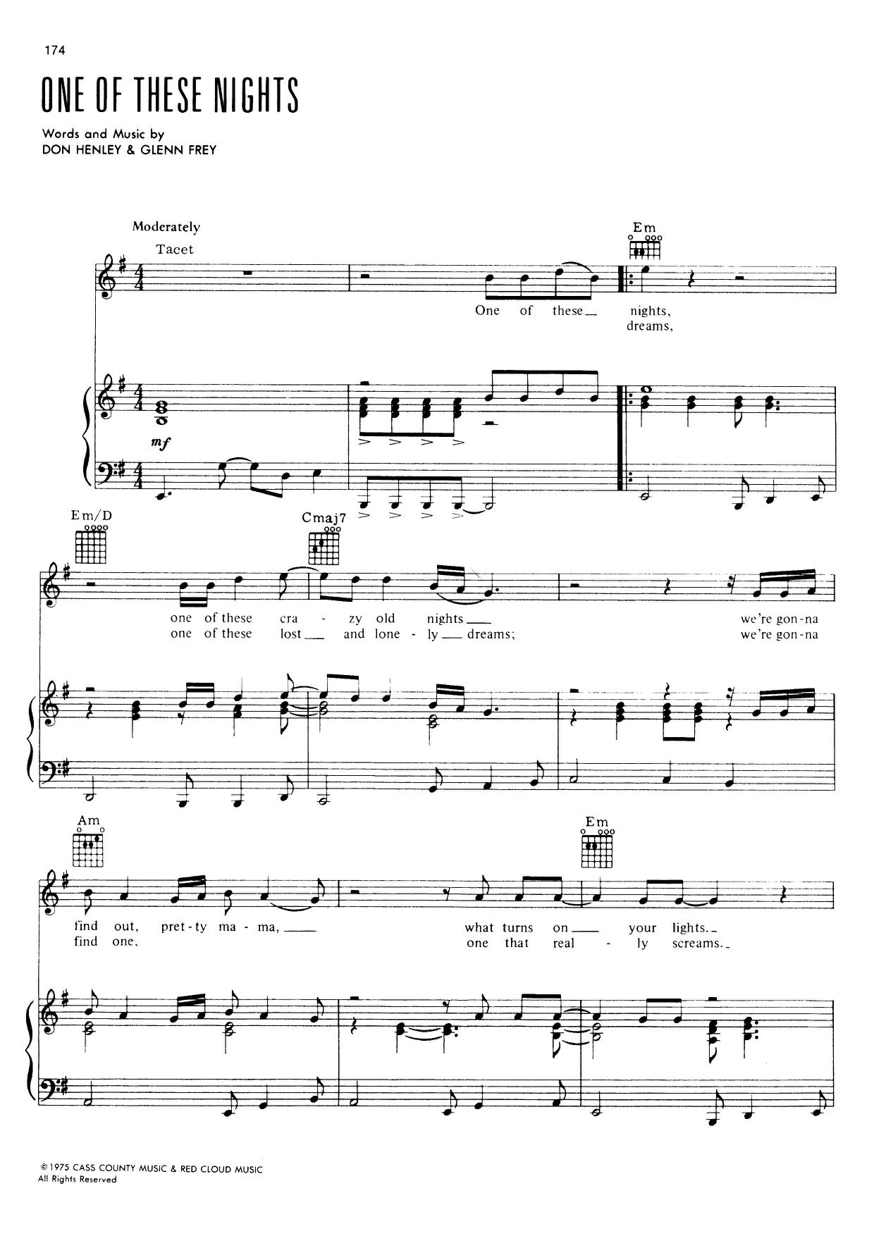 EaglesOne Of These Nights Sheet Music pdf, Free Score Download ★