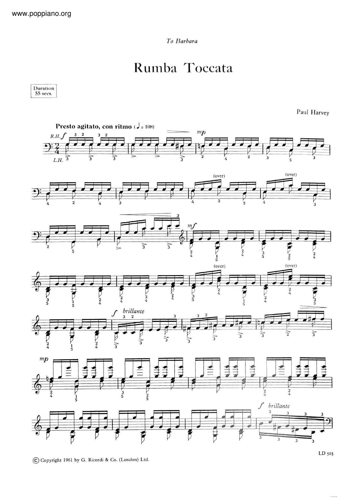 Paul Harvey Rumba Toccata Sheet Music Pdf Free Score Download 