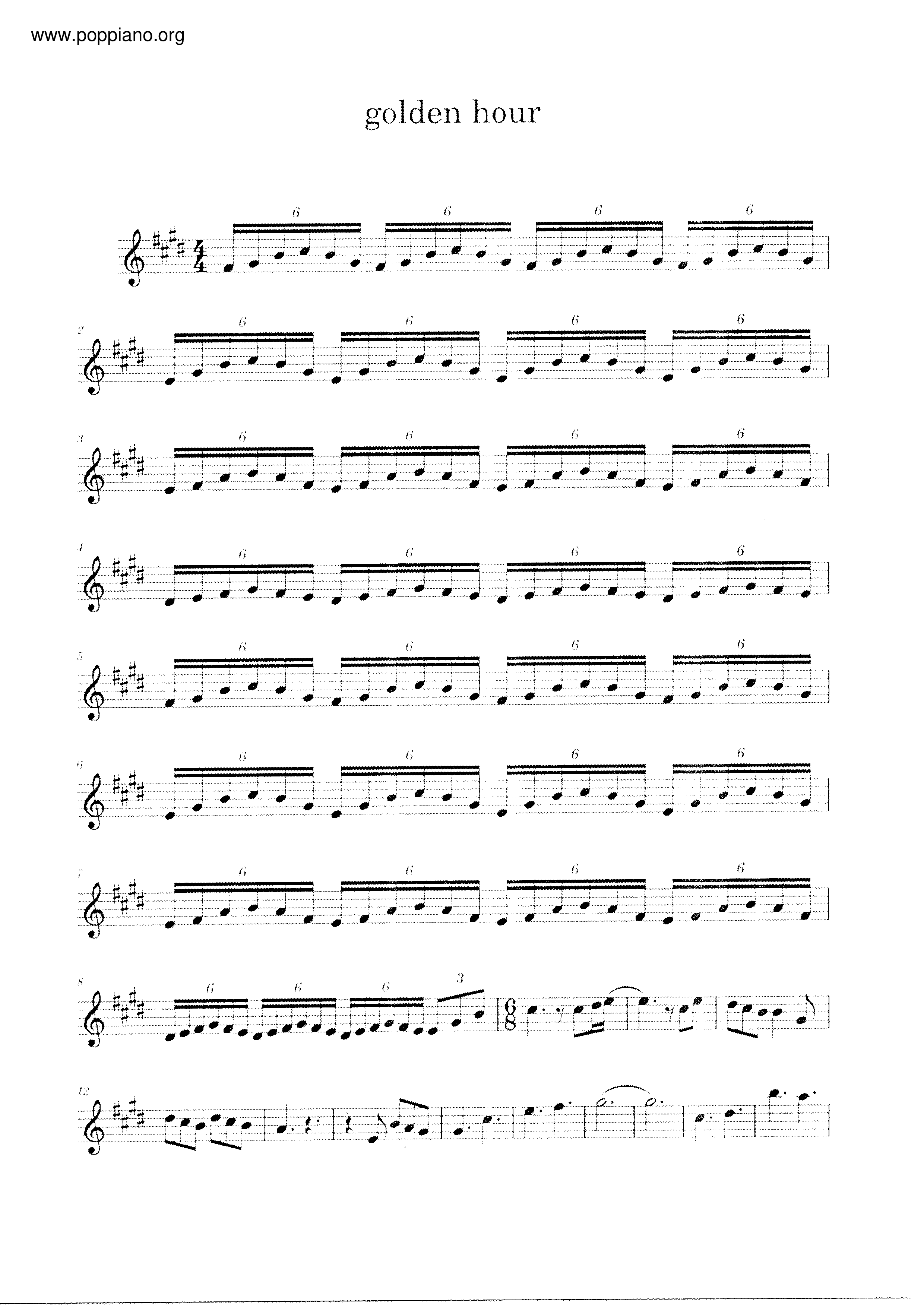 golden hour - Sheet Music / Piano Score Free PDF Download - HK Pop