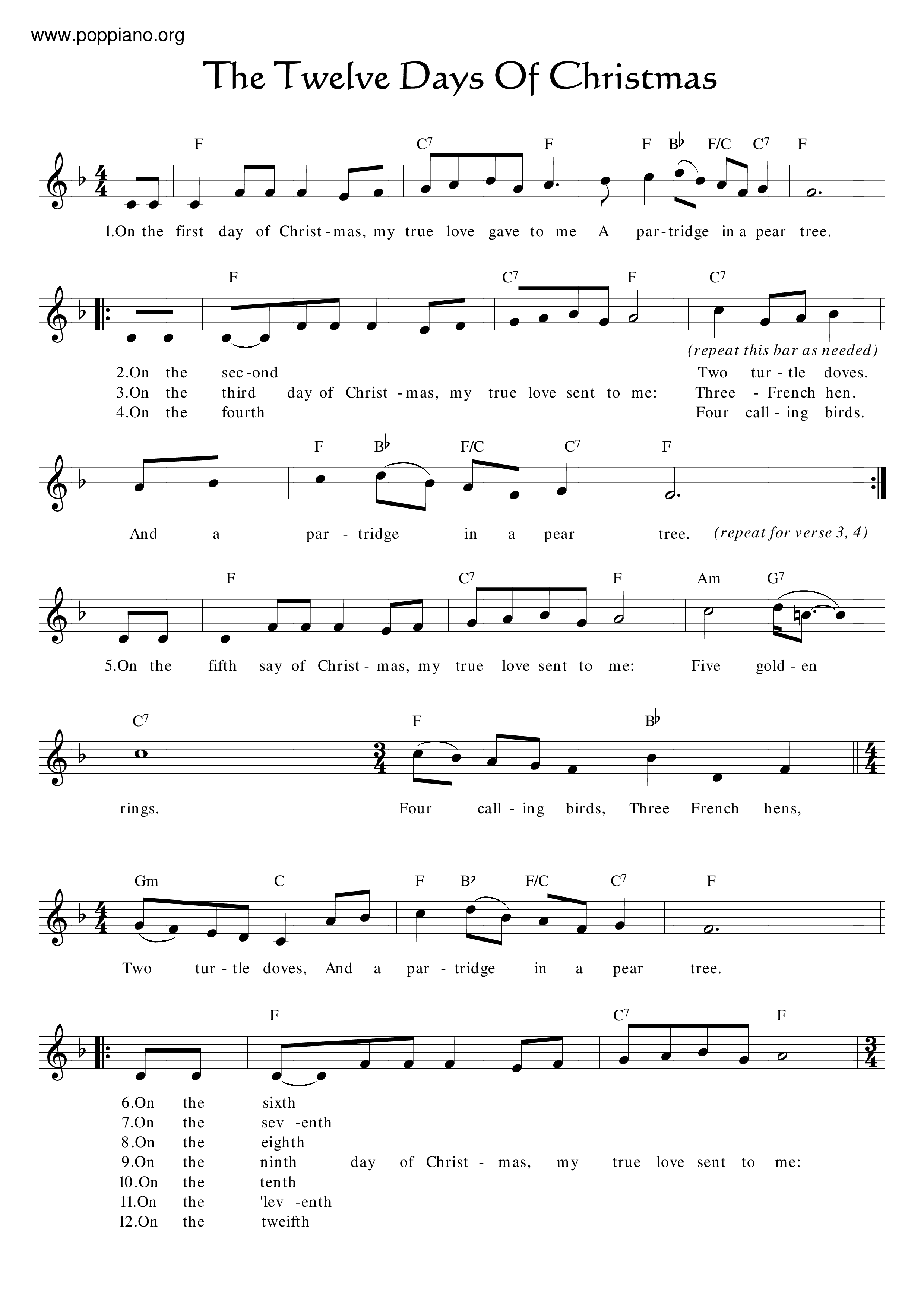 The Twelve Days Of Christmas Pdf The Twelve Days Of Christmas Pdf