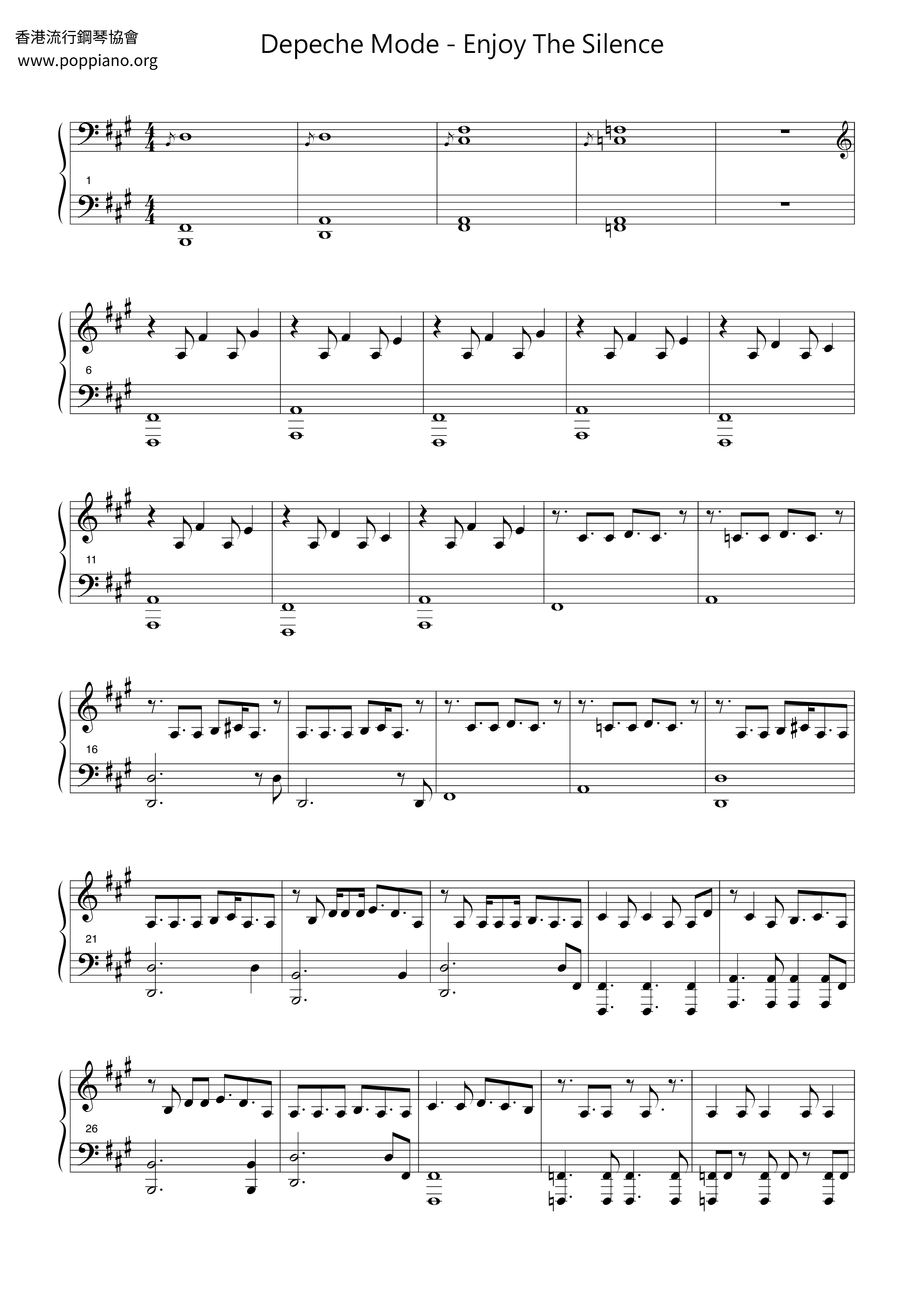 Depeche ModeEnjoy The Silence Sheet Music pdf, Free Score Download ★