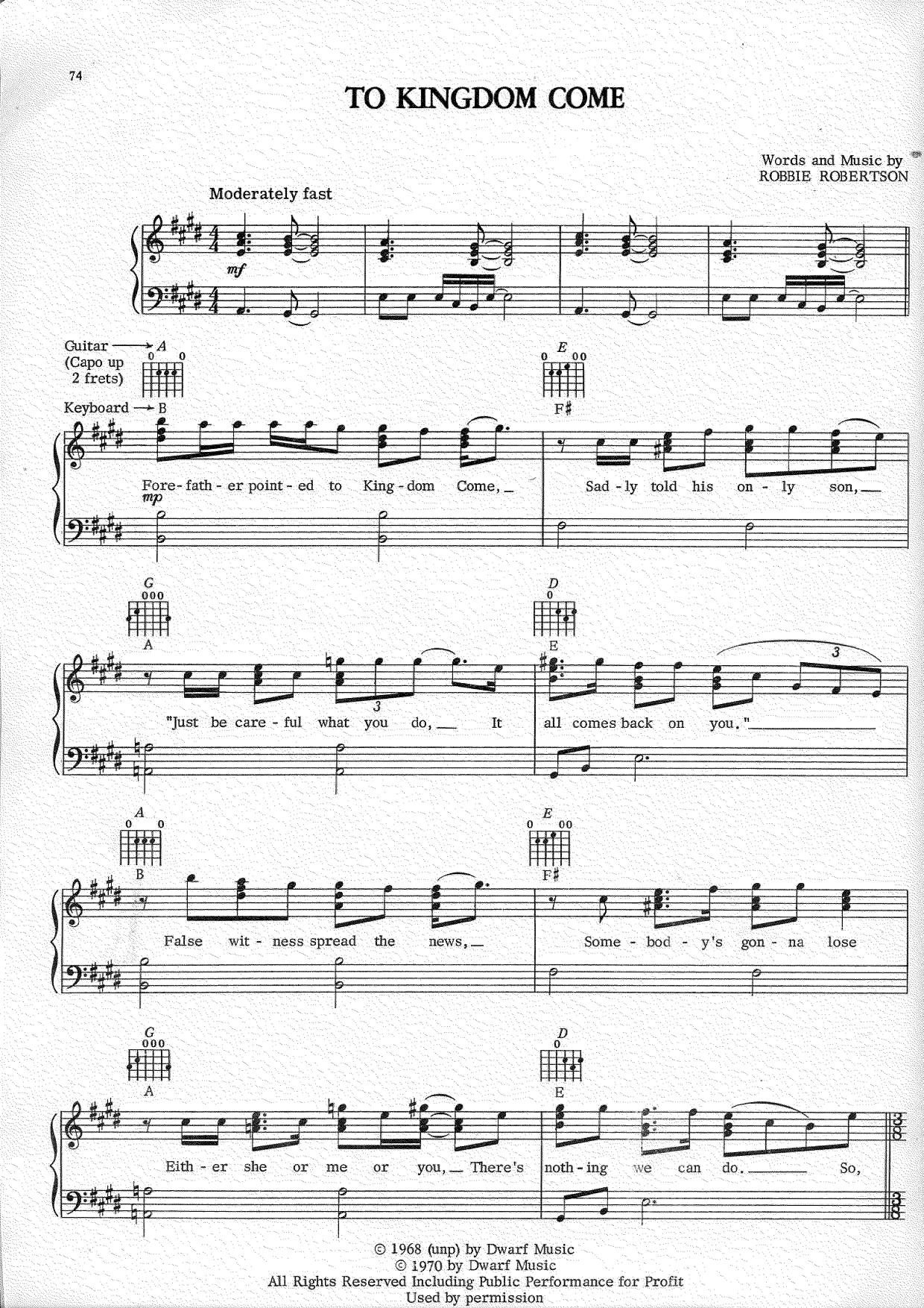 The BandTo Kingdom Come 琴譜pdf香港流行鋼琴協會琴譜下載 ★