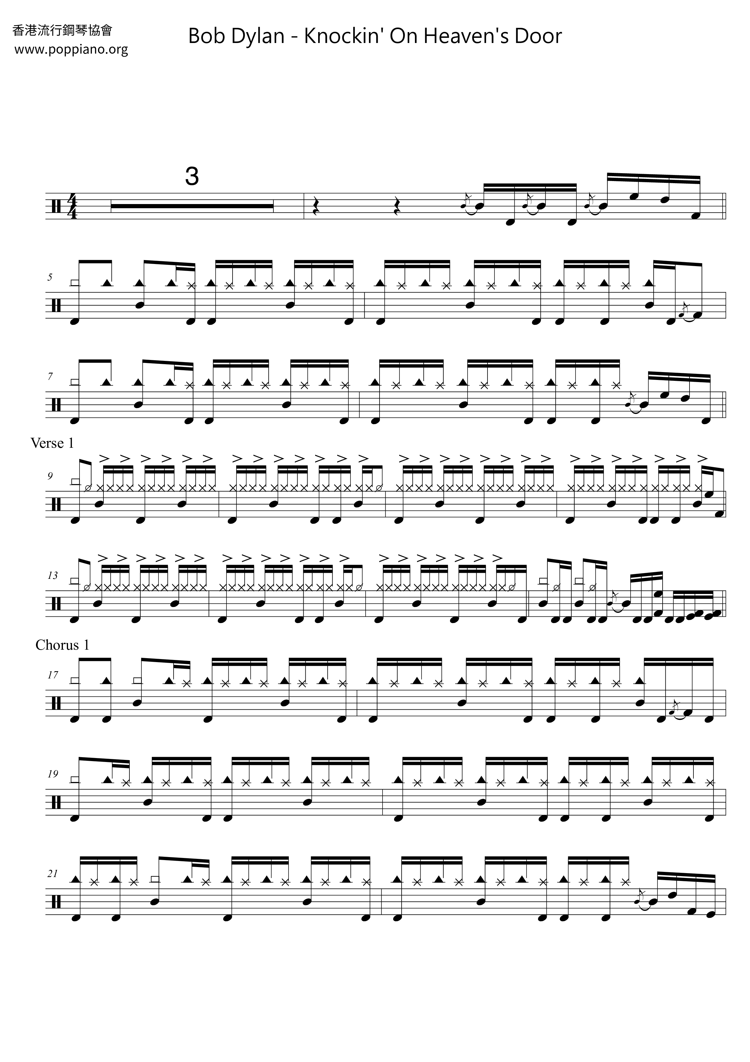 Knockin' On Heaven's Door琴譜